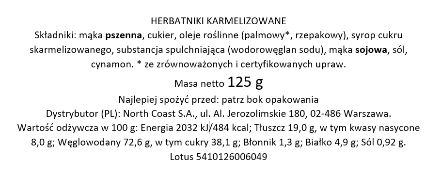 Skład i wartości odżywcze Ciastka Biscoff