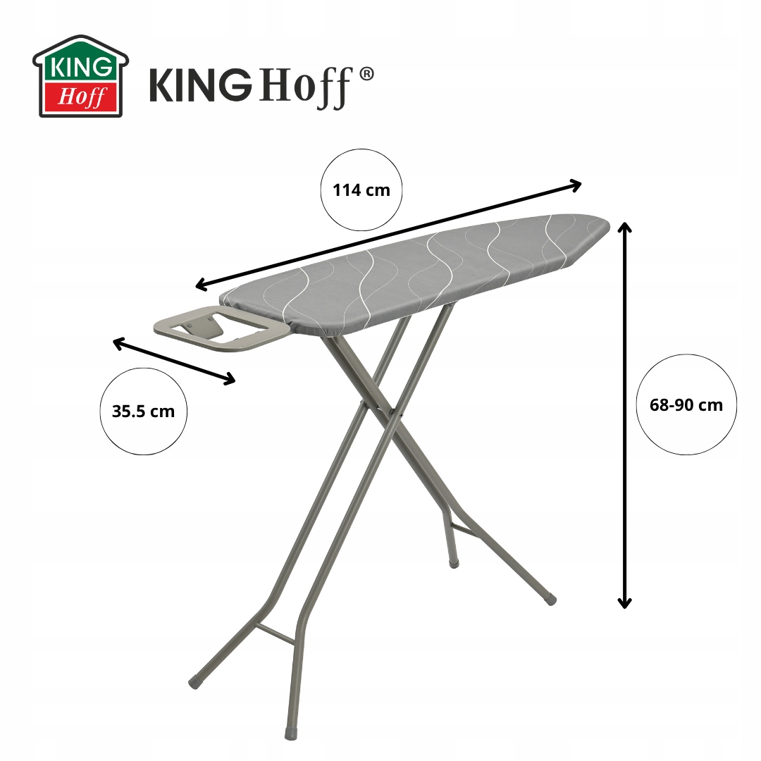 Duży blat 114 x 35,5 cm – Idealny do prasowania koszul i pościeli