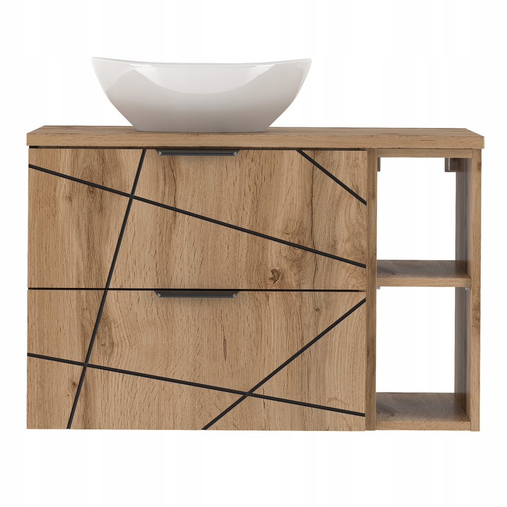 Szafka łazienkowa blatem 80 cm, regałem i umywalką WOOD – Elegancja i funkcjonalność w Twojej łazience