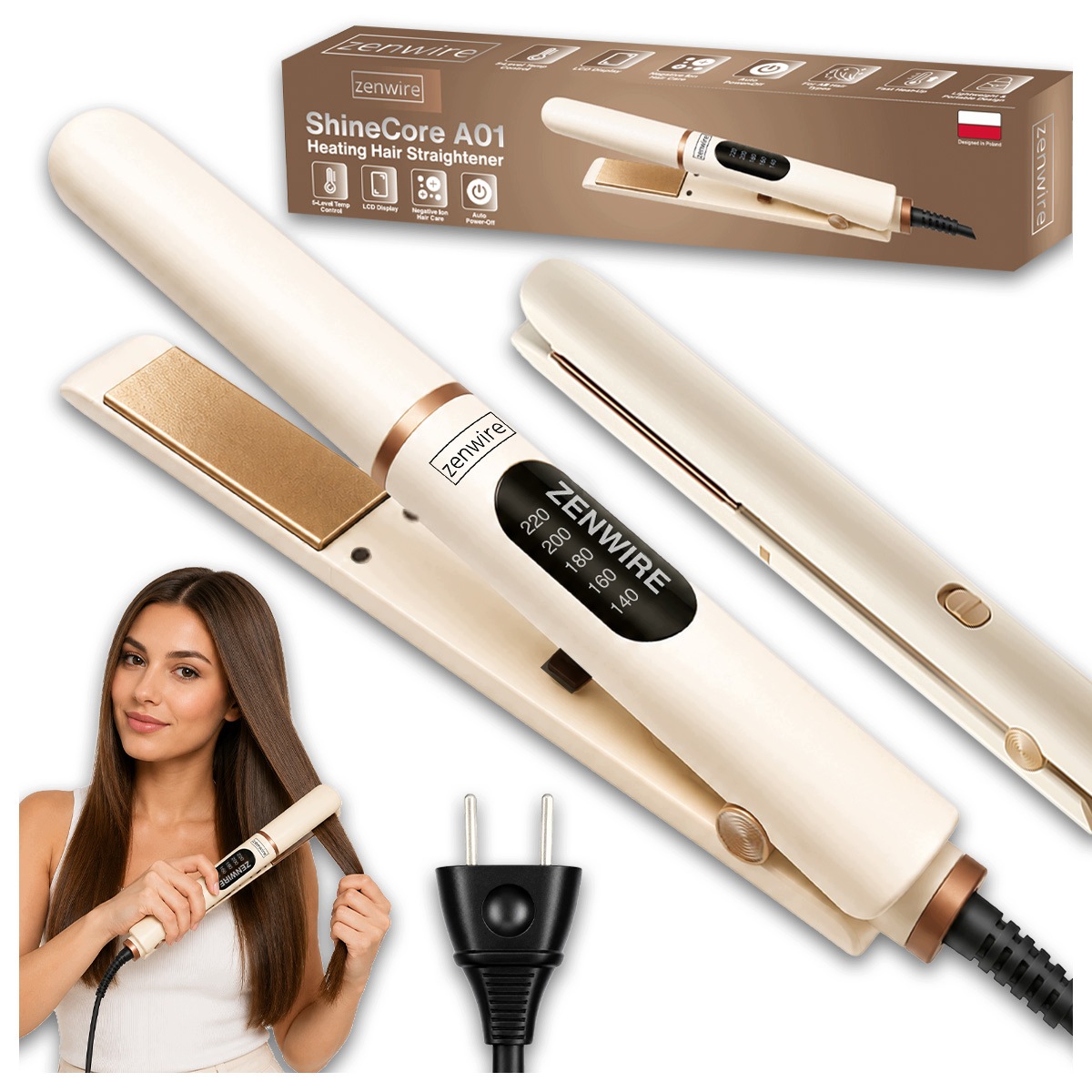 Mini Prostownica do Włosów Zenwire ShineCore A01 – Idealna do codziennej stylizacji