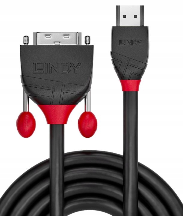 Kabel HDMI - DVI-D 1m czarny Lindy 36271 – Wysoka jakość i niezawodność
