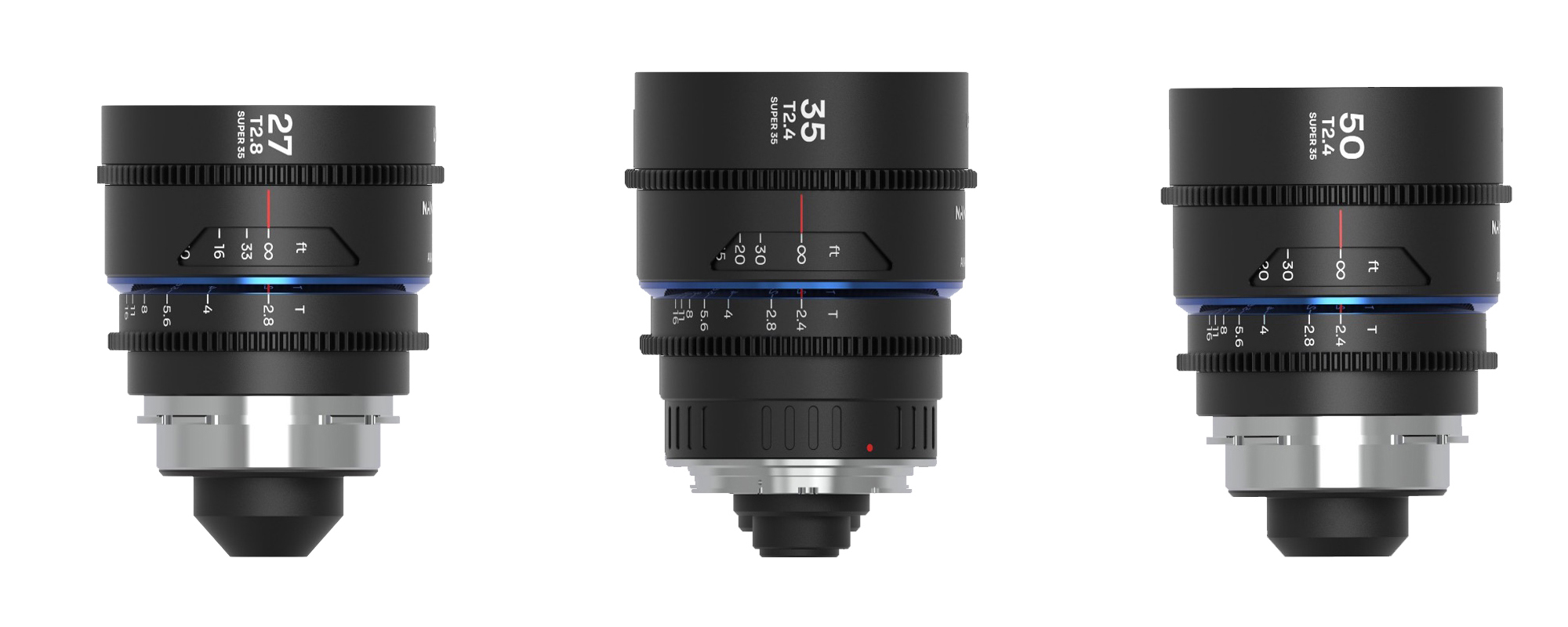 Zestaw obiektywów Venus Optics Laowa Nanomorph 27 mm, 35 mm, 50 mm S35 Blue do Arri PL / Canon EF