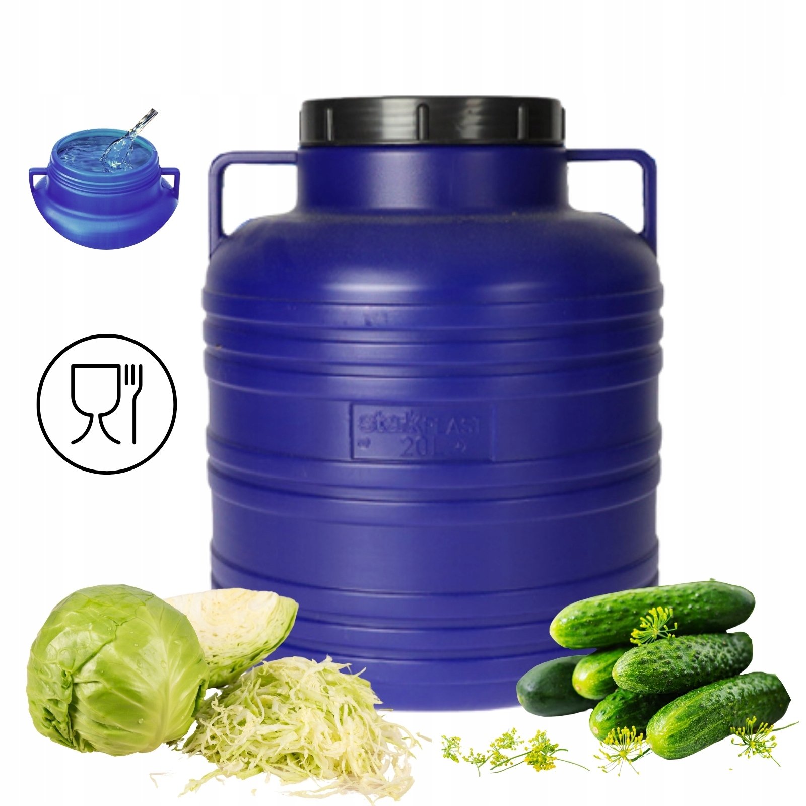 Prymus BECZKA PLASTIKOWA 20 L DO KISZENIA KAPUSTY NA WODĘ DESZCZÓWKĘ OGÓRKI – Idealne rozwiązanie do fermentacji