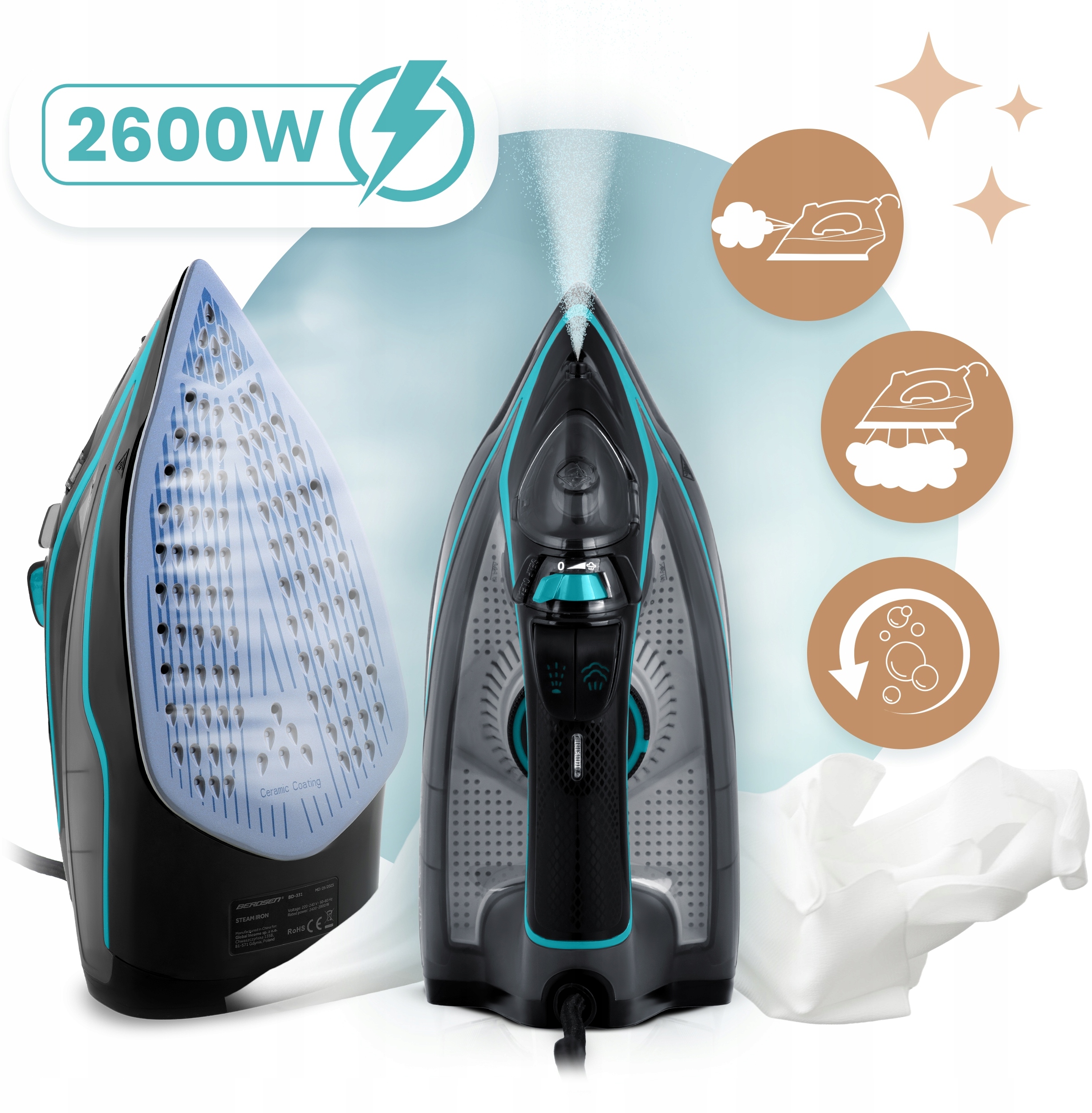 Funkcja pionowego wyrzutu pary – idealne do zasłon i delikatnych tkanin