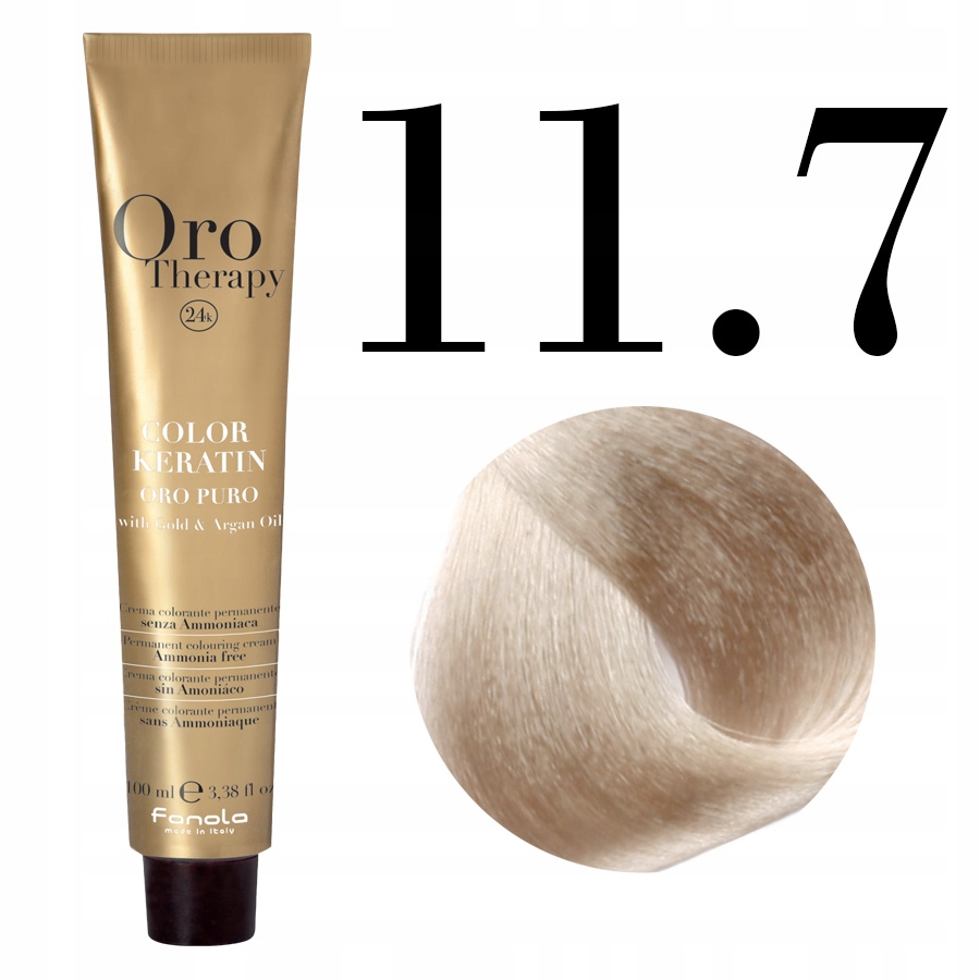 Fanola Oro Therapy Color Keratin Oro Puro 11.7 – Profesjonalna farba do włosów bez amoniaku