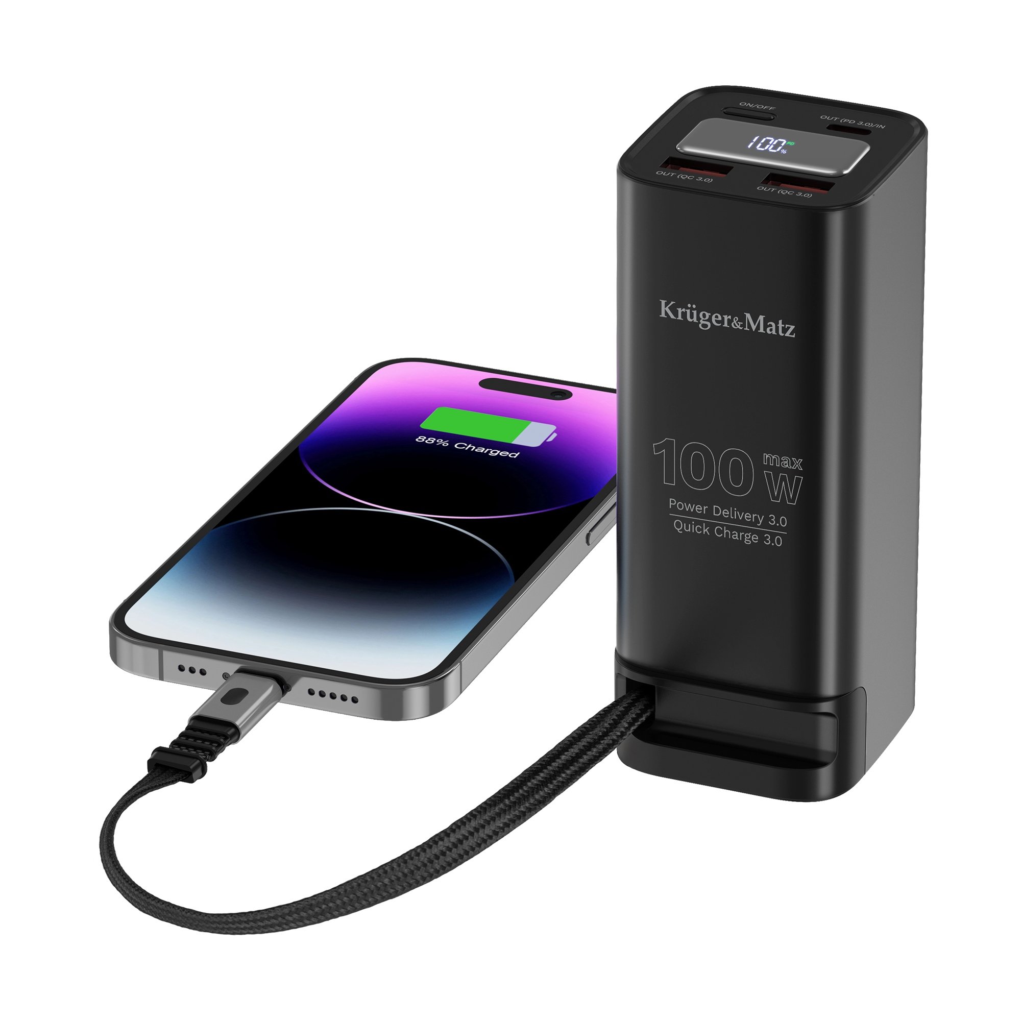 Wbudowany kabel USB Type C – Łatwe ładowanie bez zbędnych akcesoriów