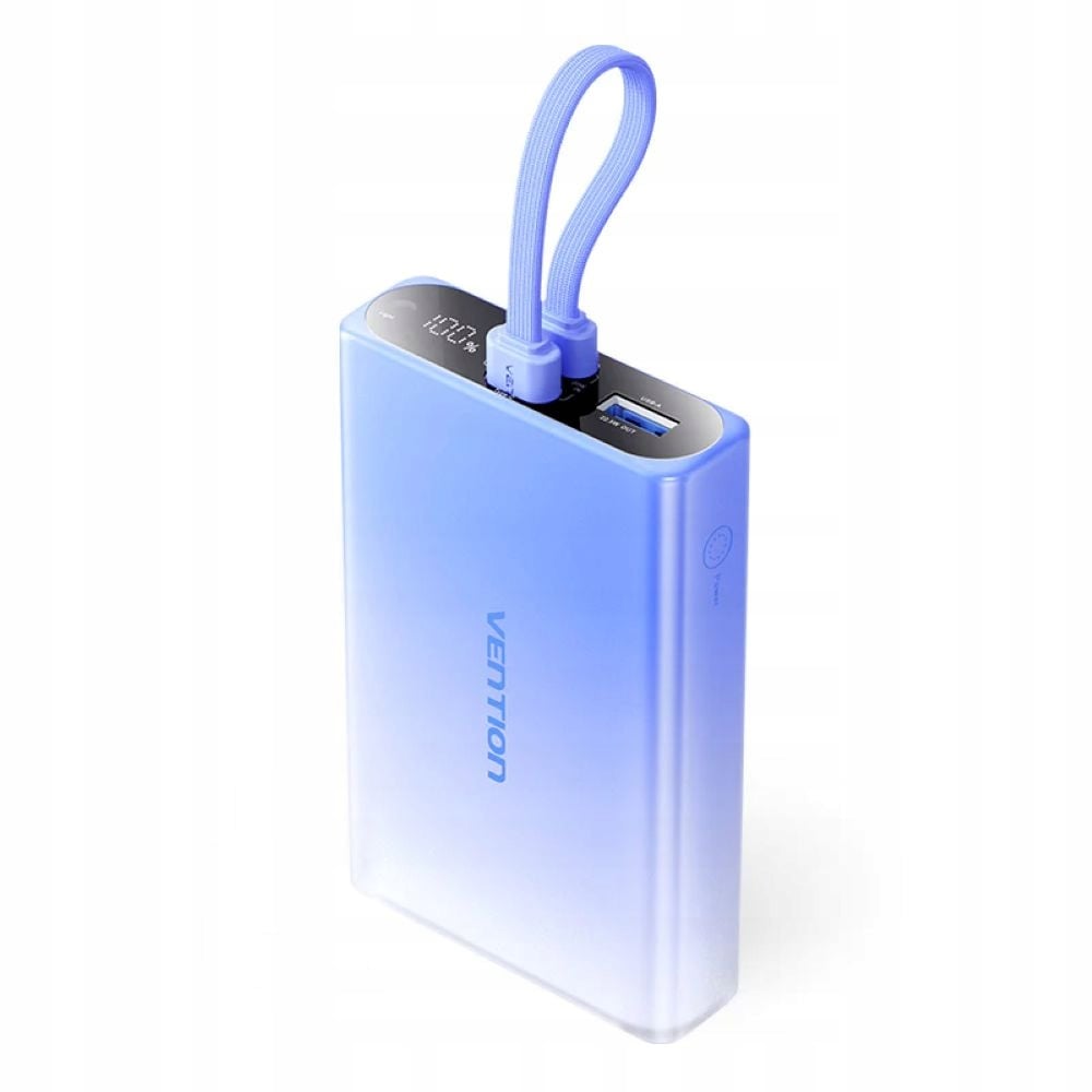 Powerbank Vention 10000 mAh USB-C + Lightning + USB-A 22,5W z wyświetlaczem LED niebieski – Niezawodne źródło energii