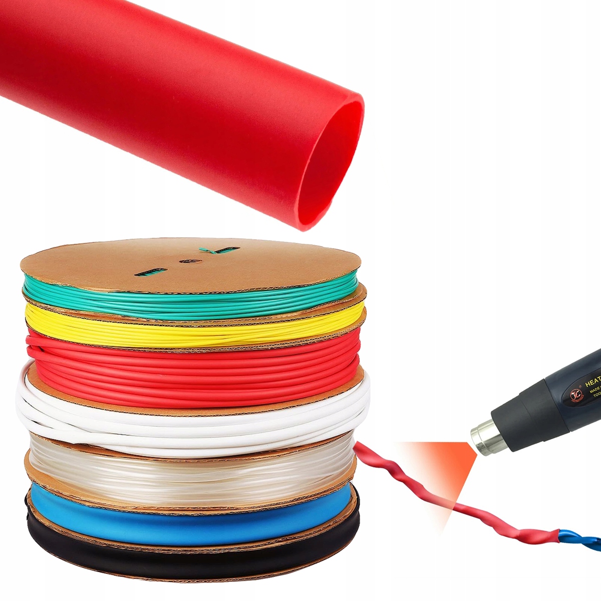 Koszulki termokurczliwe - Rurka termokurczliwa czerwona 50mm 25mm