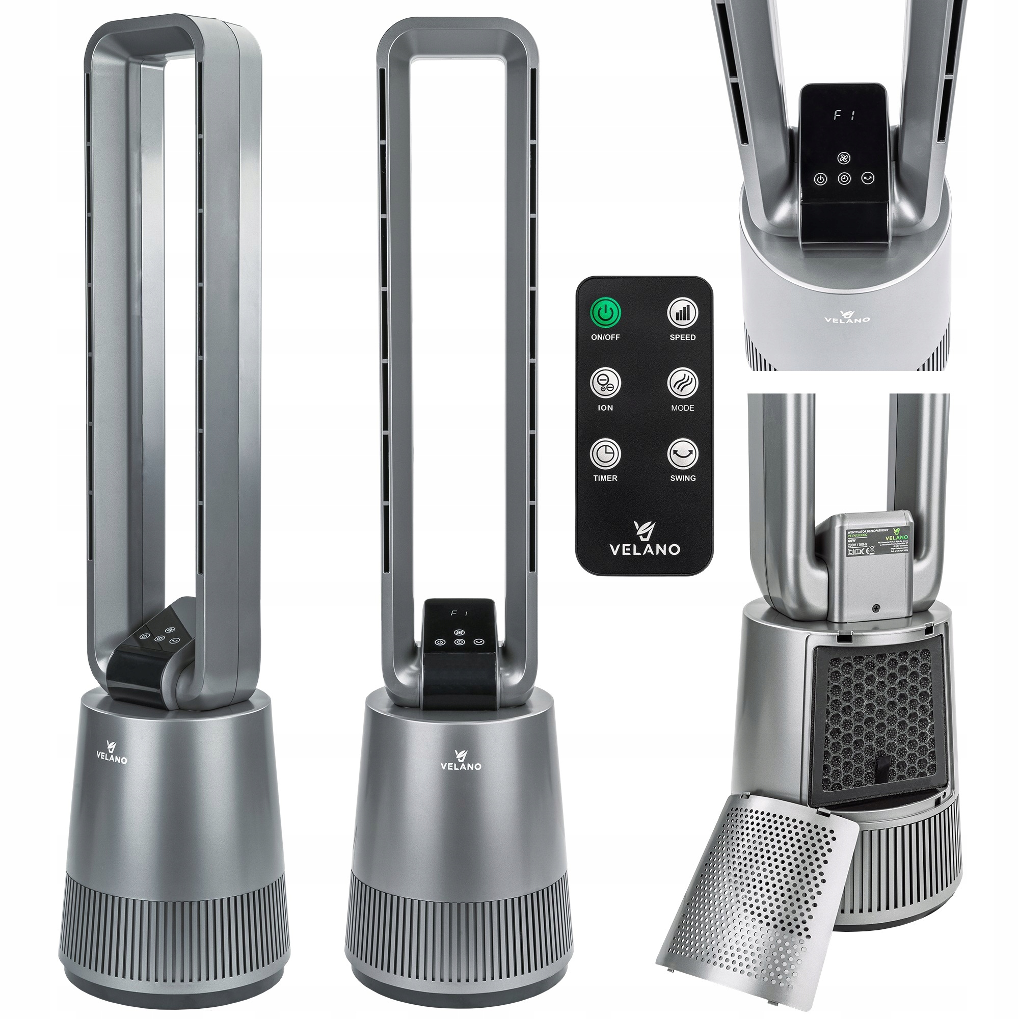 WENTYLATOR BEZŁOPATKOWY PODŁOGOWY OSCYLACJA TIMER WYŚWIETLACZ LCD PILOT – Nowoczesne chłodzenie w Twoim domu