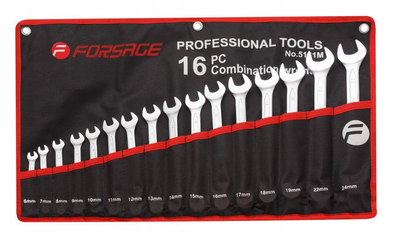 Forsage Zestaw kluczy płasko-oczkowych 16el. (6-24mm) na płótnie – Niezbędne narzędzie w każdym warsztacie