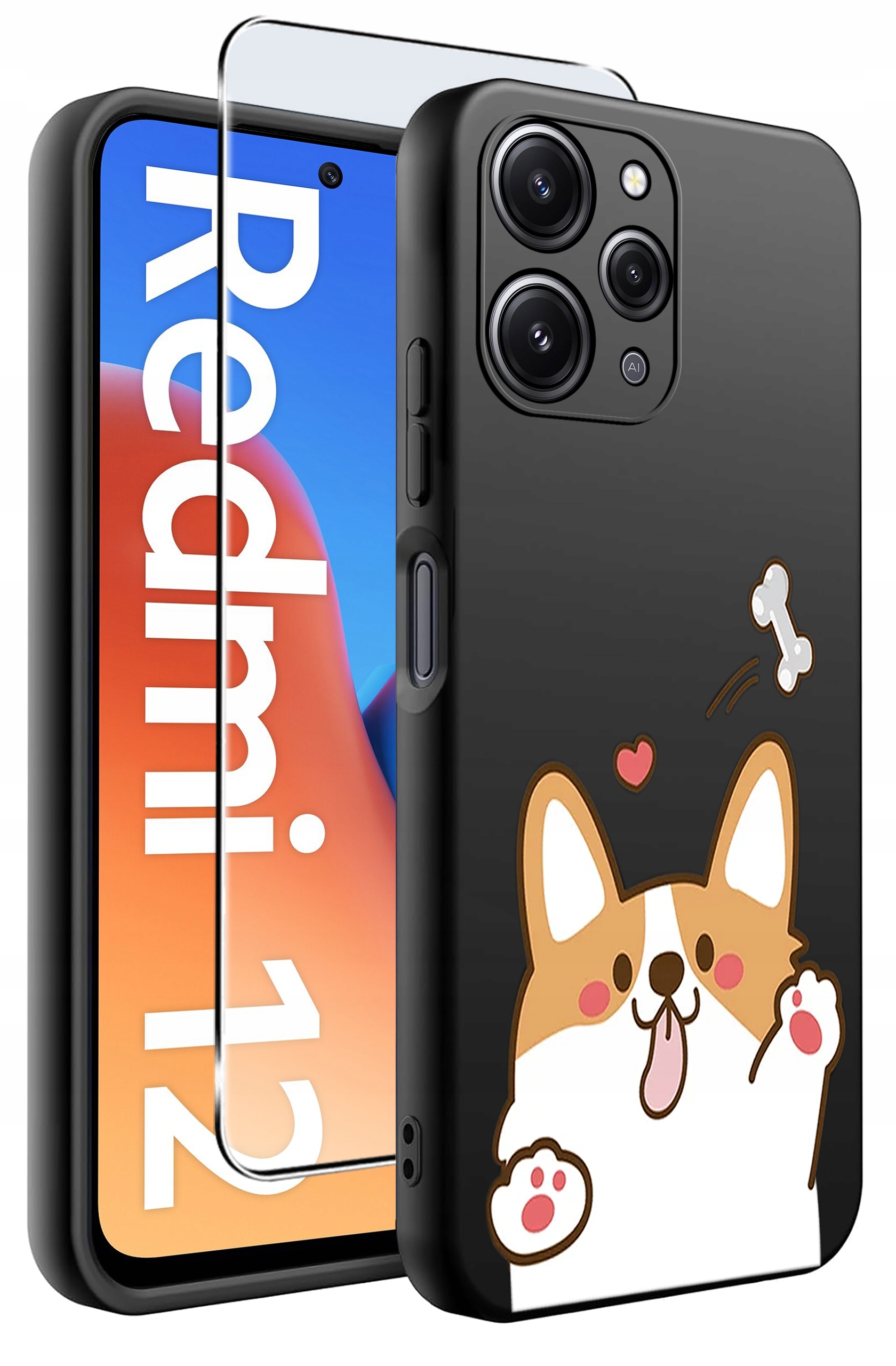 Etui do Xiaomi Redmi 12 4G WZORY | Silikonowe Matt Case z Szkłem Hartowanym 9H