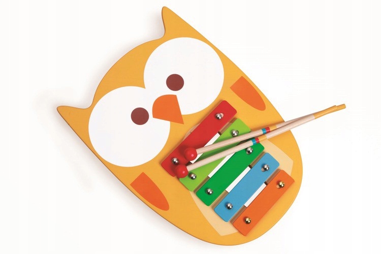 Drewniane cymbałki w kształcie sówki