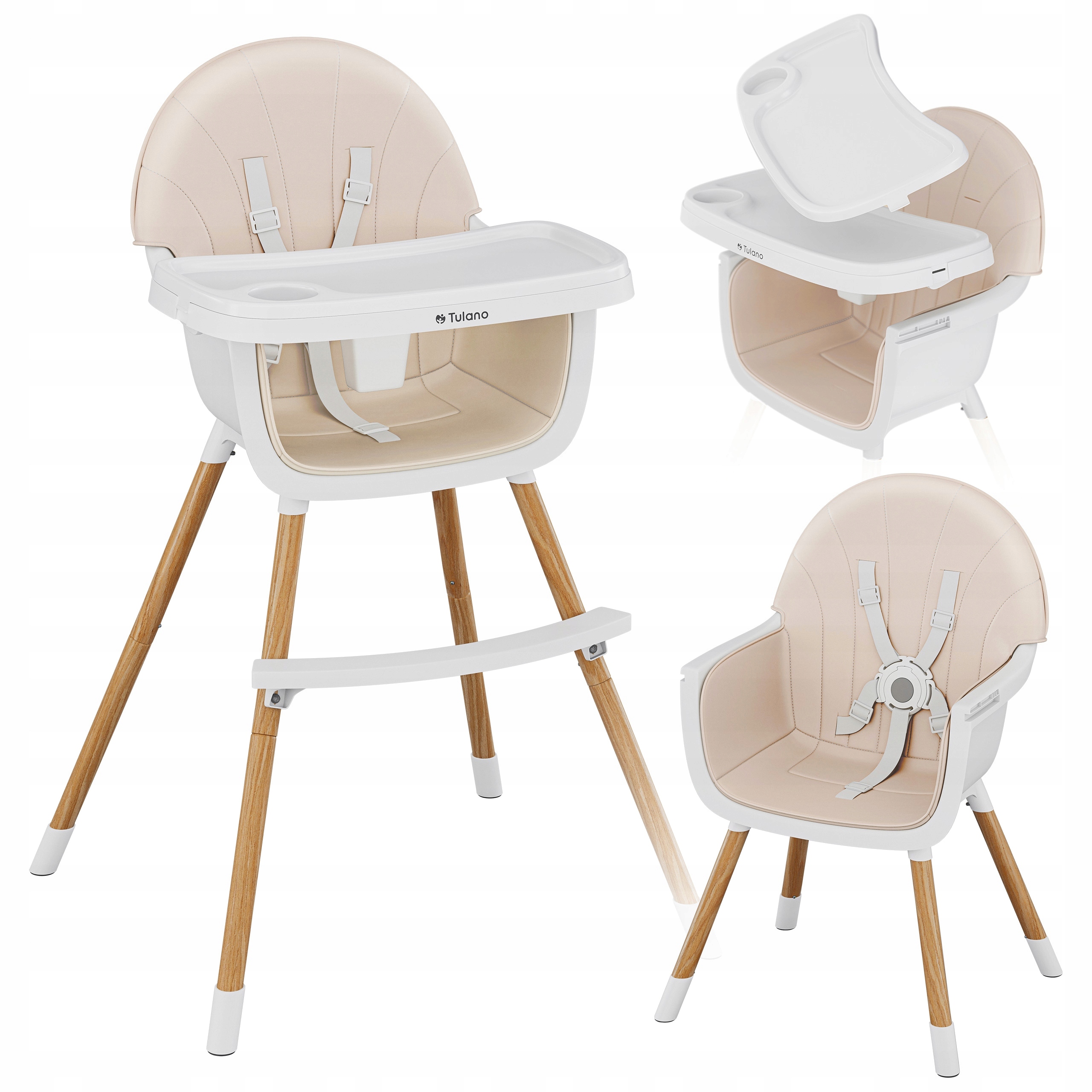 Krzesełko Do Karmienia Dzieci Regulowane Tulano Morsel Beige 2W1 – Idealne dla Twojego Malucha