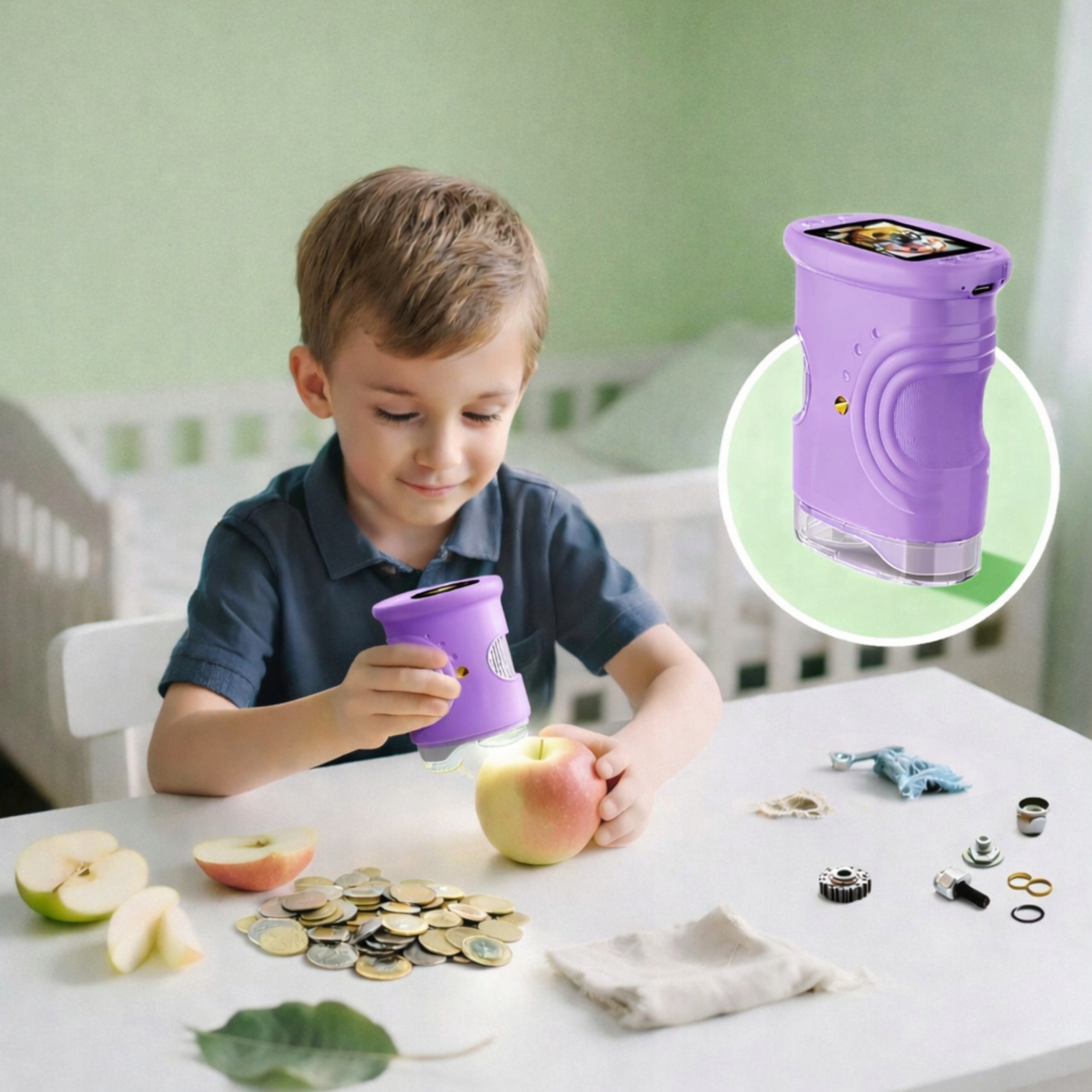 ZESTAW EDUKACYJNY PRZENOŚNY MIKROSKOP CYFROWY DLA DZIECI APARAT KAMERA LED – Odkryj mikroświat!