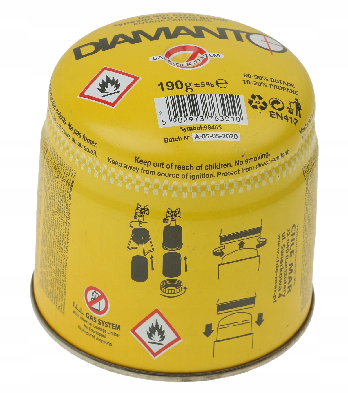 Diamanto KARTUSZ NABÓJ GAZOWY - PROPAN BUTAN 330 ml 190 g – Niezbędny towarzysz w podróży