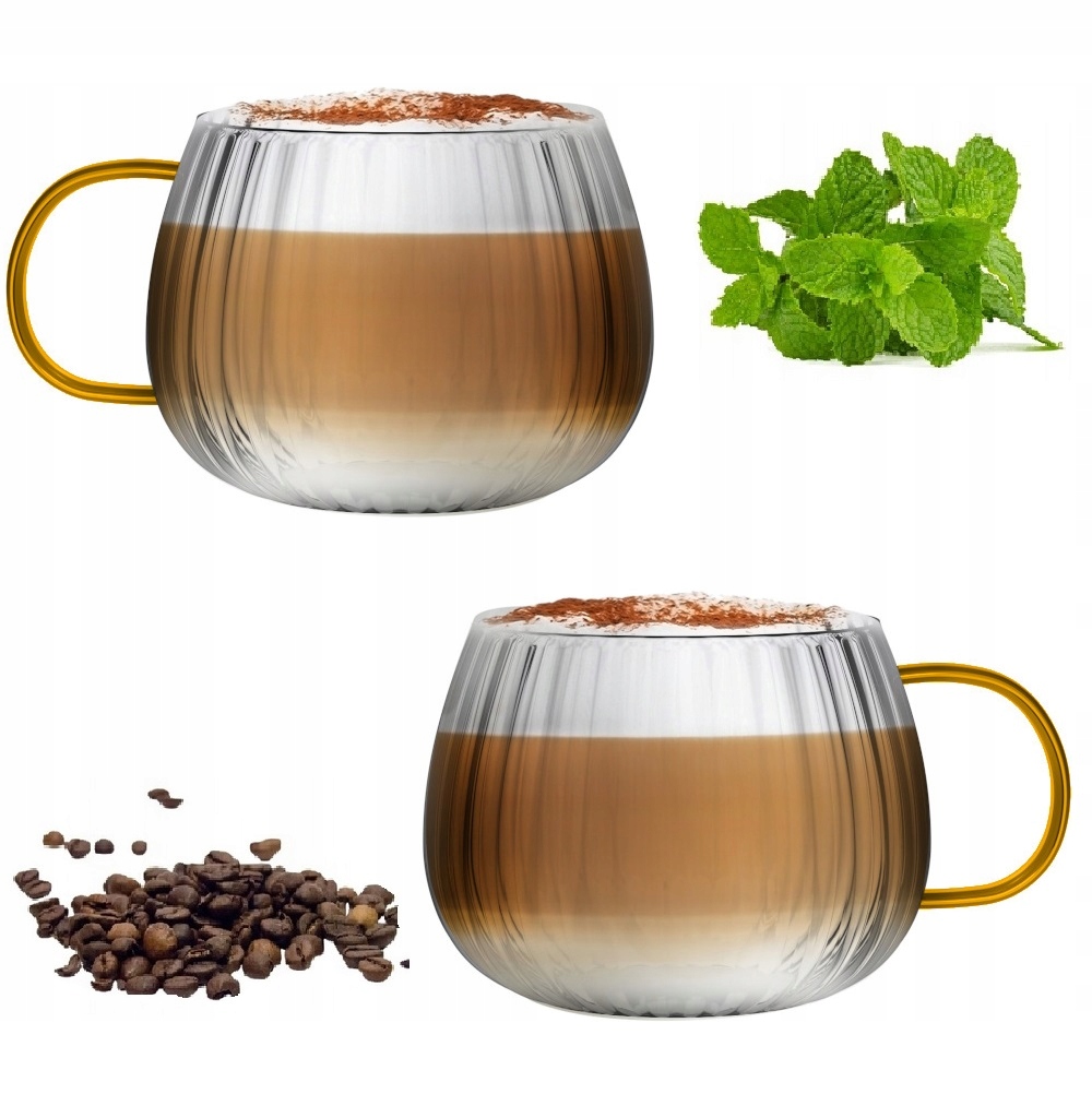 Vialli Design - Tulip zestaw dwóch szklanek z żółtym uchem 350 ml – Styl i funkcjonalność w Twojej kuchni