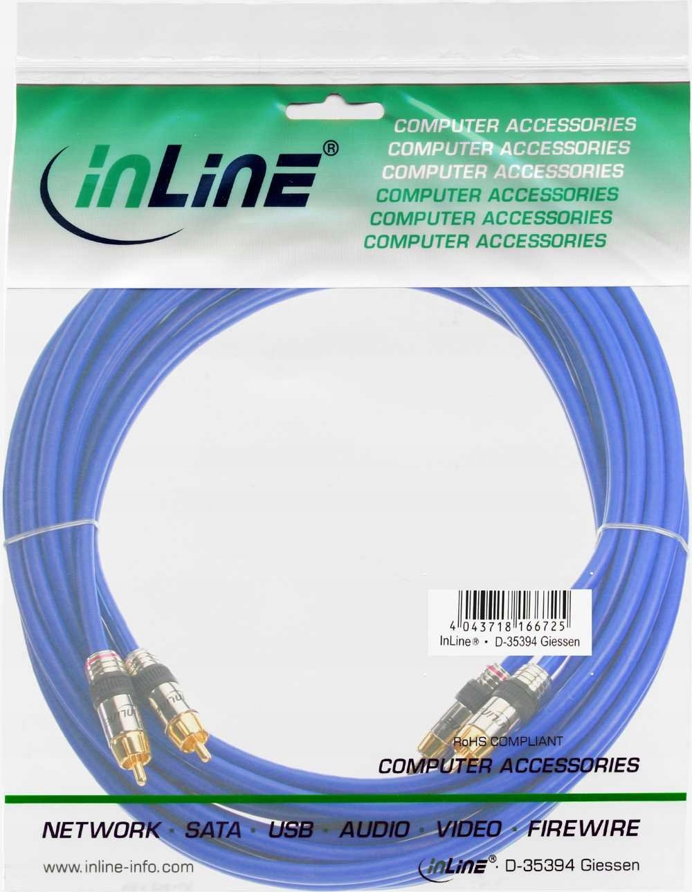 Kabel RCA (Cinch) x2 - RCA (Cinch) x2 25m niebieski (89725P) – Wysokiej jakości przesył audio
