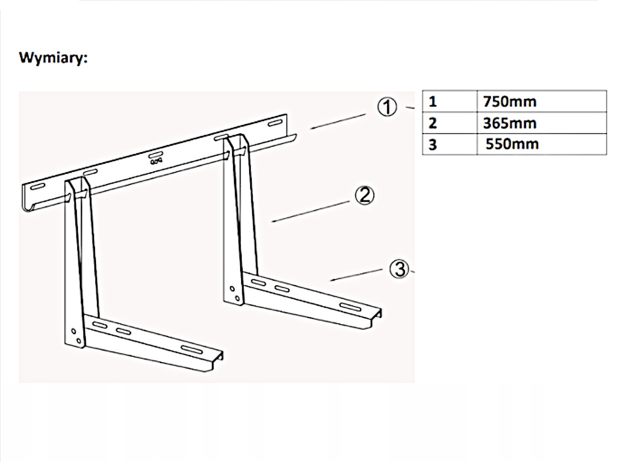 Wymiary uchwytu: 750 x 365 x 550 mm