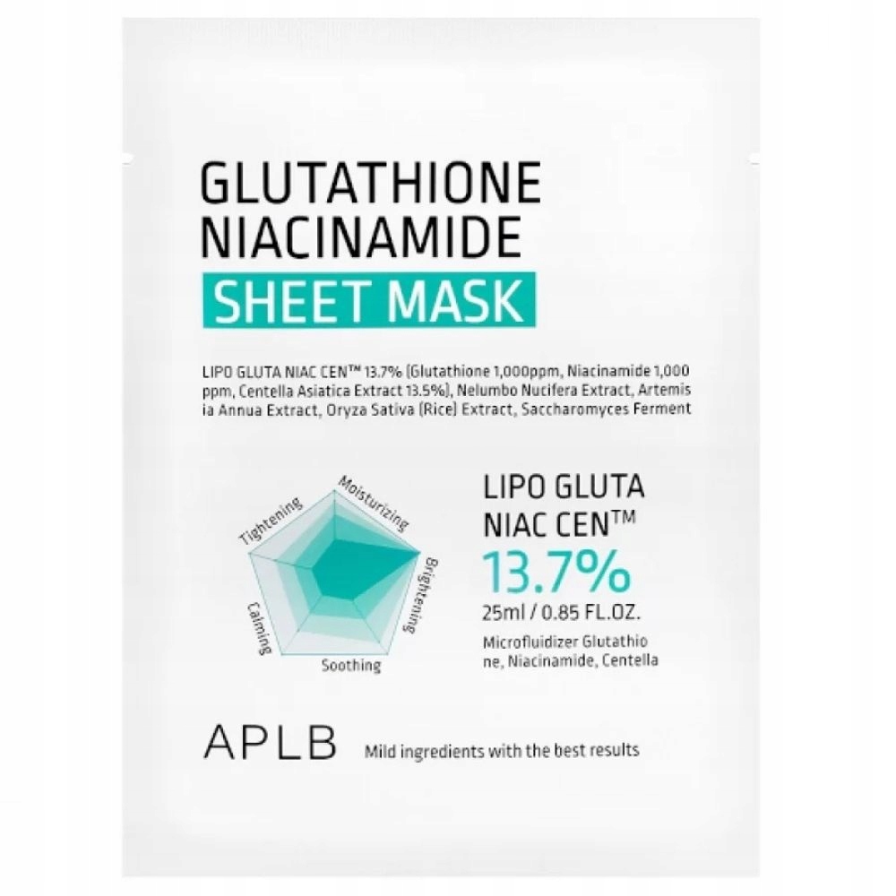 APLB Glutathione Niacinamide Sheet Mask – Rozjaśniająca maska w płachcie 25 ml