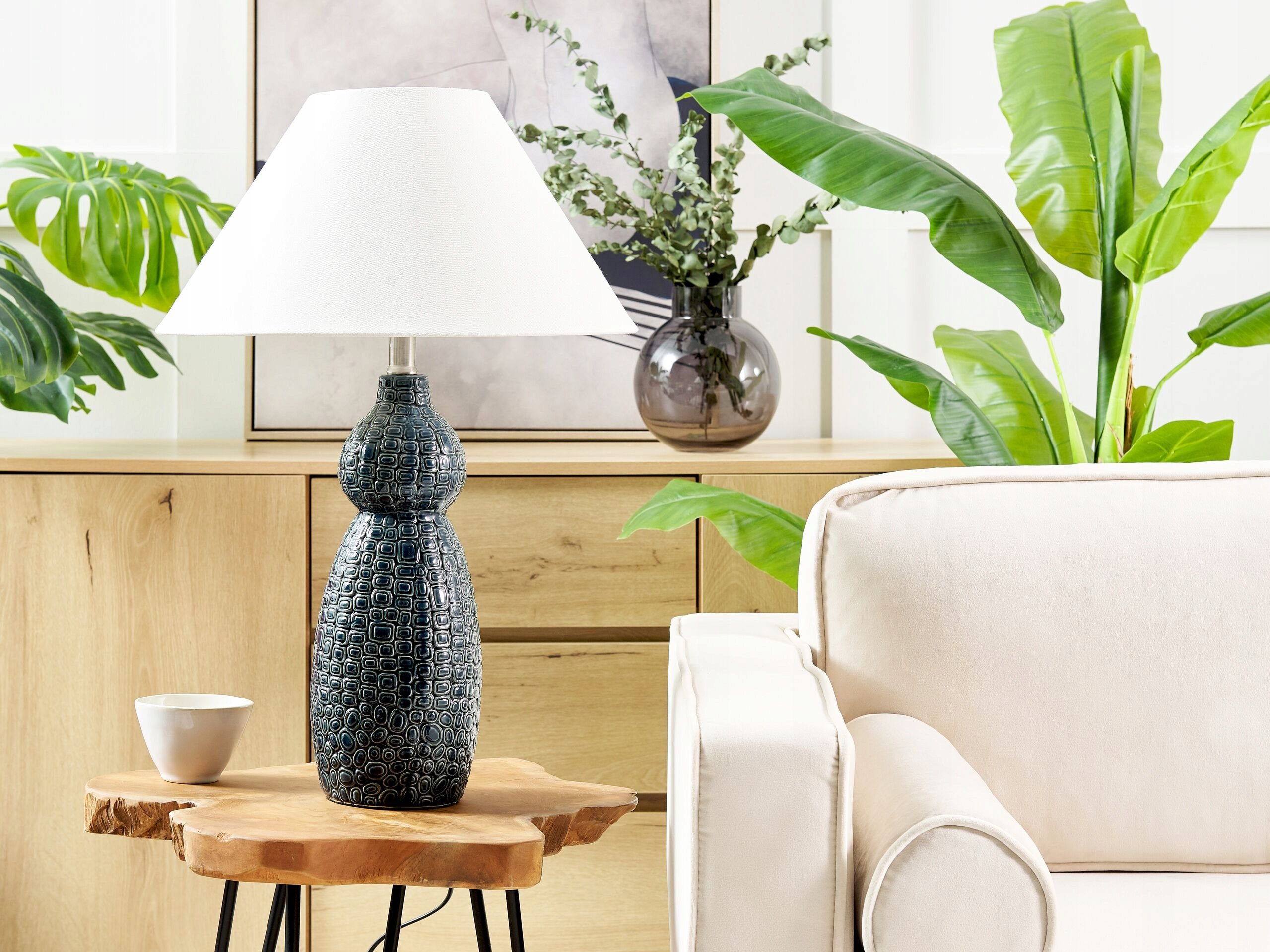 Lampa stołowa ceramiczna ciemnoniebieska MATINA – Elegancja i nowoczesność w Twoim wnętrzu