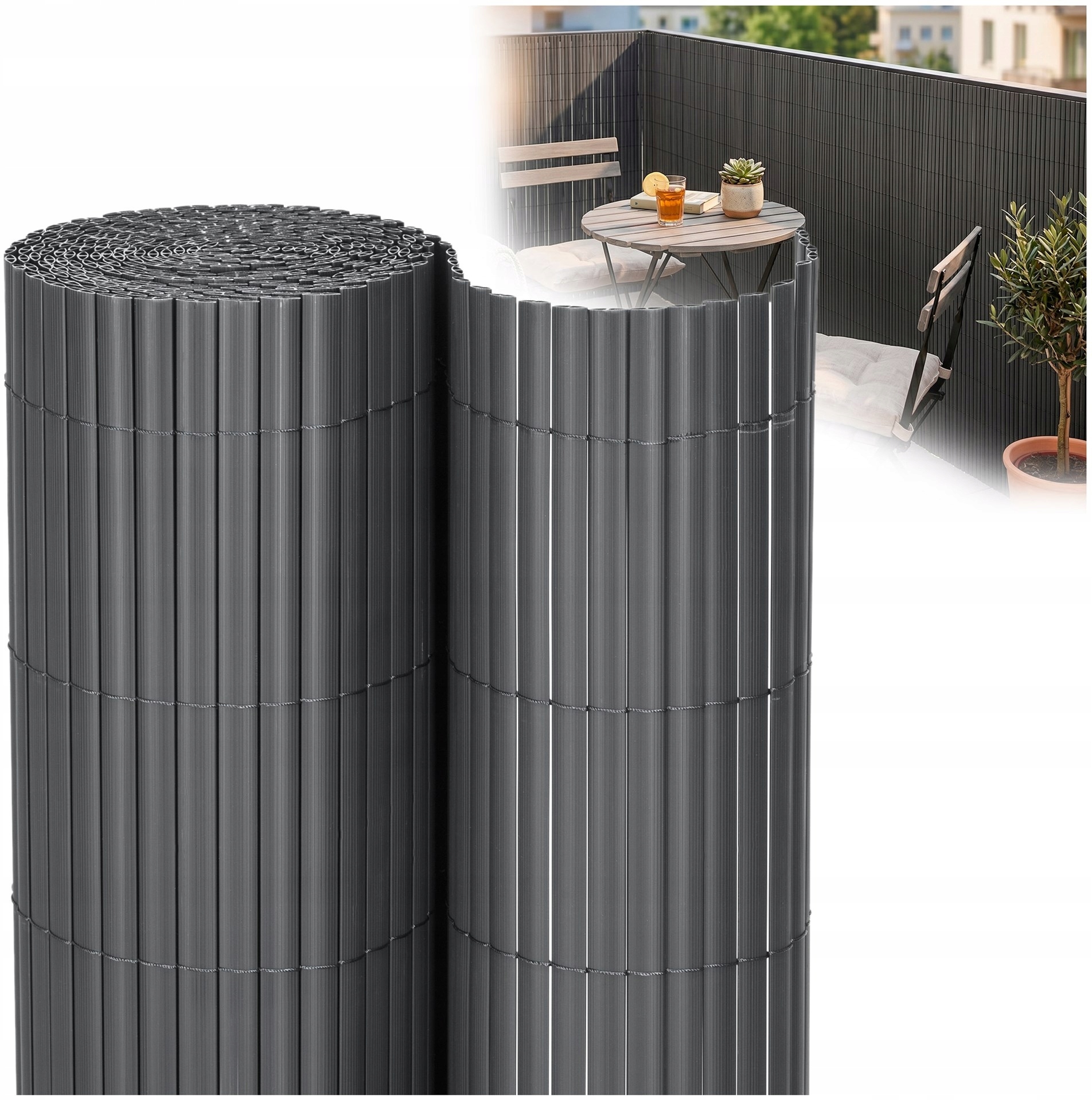 Osłona PVC maskująca na balkon, taras, ogrodzenie 500x120 cm ciemnoszary UNIWERSALNY – Estetyka i funkcjonalność