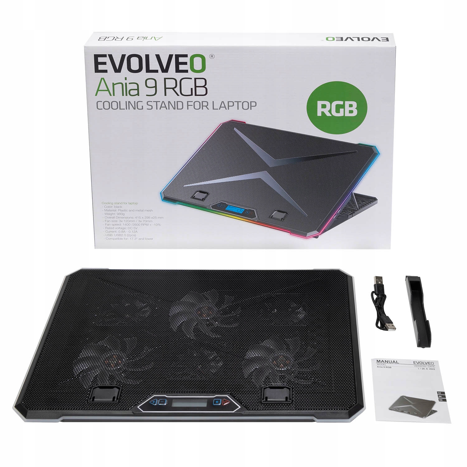 Evolveo ANIA9 – Podstawka chłodząca do laptopów 43,2 cm (17