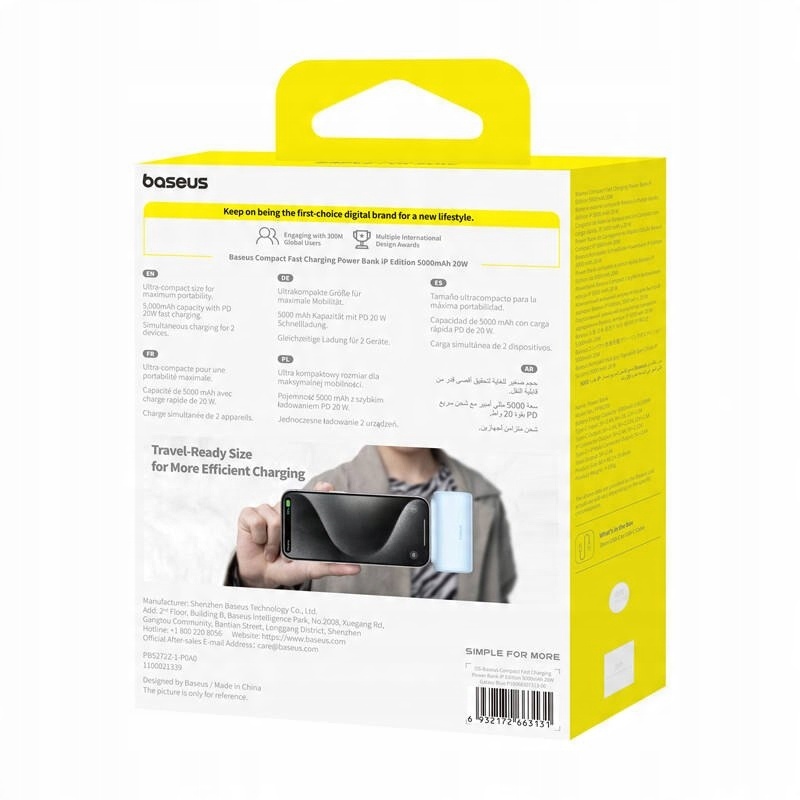 Powerbank OS-Baseus Compact IP 5000mAh 20W (niebieski) – Niezawodne źródło energii