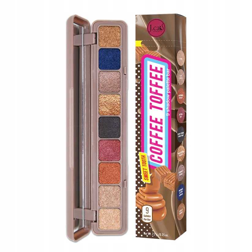 J.CAT BEAUTY Sweet Tooth 9 Shadow Palette Bar Coffee Toffee – Paleta cieni do oczu pełna blasku
