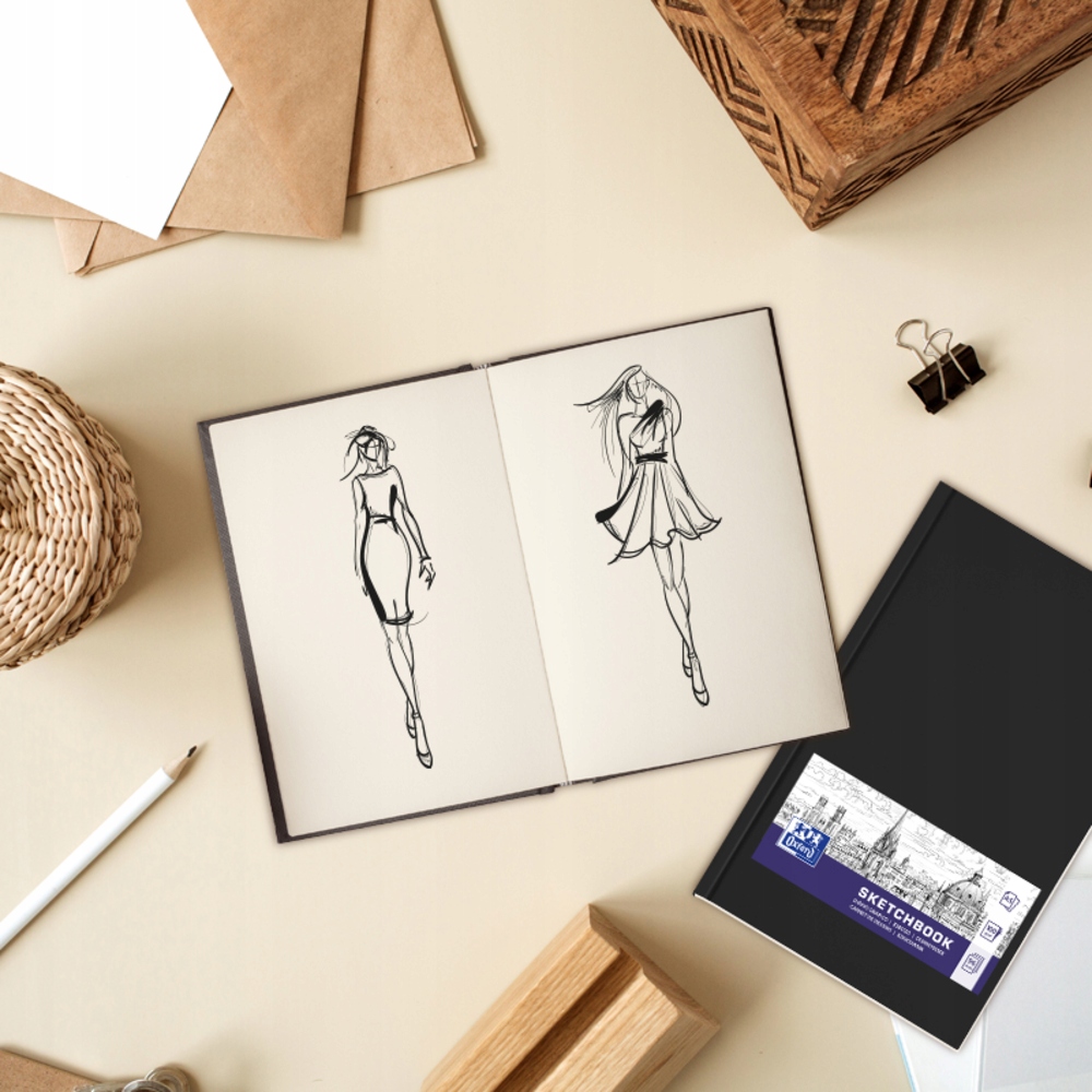 Szkicownik SKETCHBOOK szyty A5 96k 100g czarny OXFORD – Idealny dla artystów