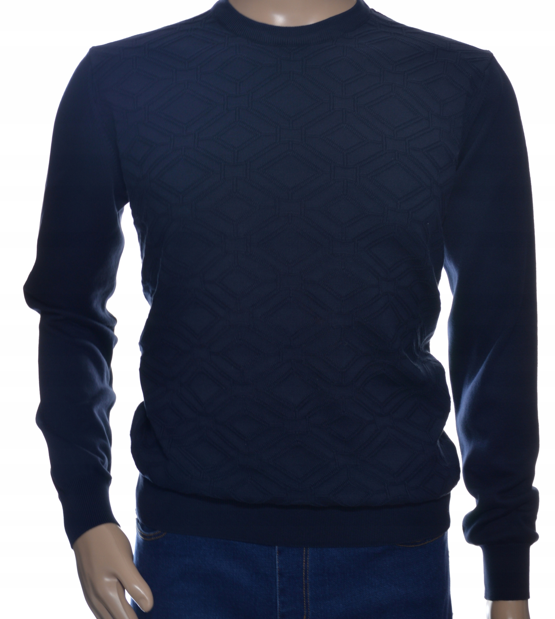 Sweter męski z bawełny elegancki granatowy 100% bawełna 3XL – Idealny wybór na każdą okazję