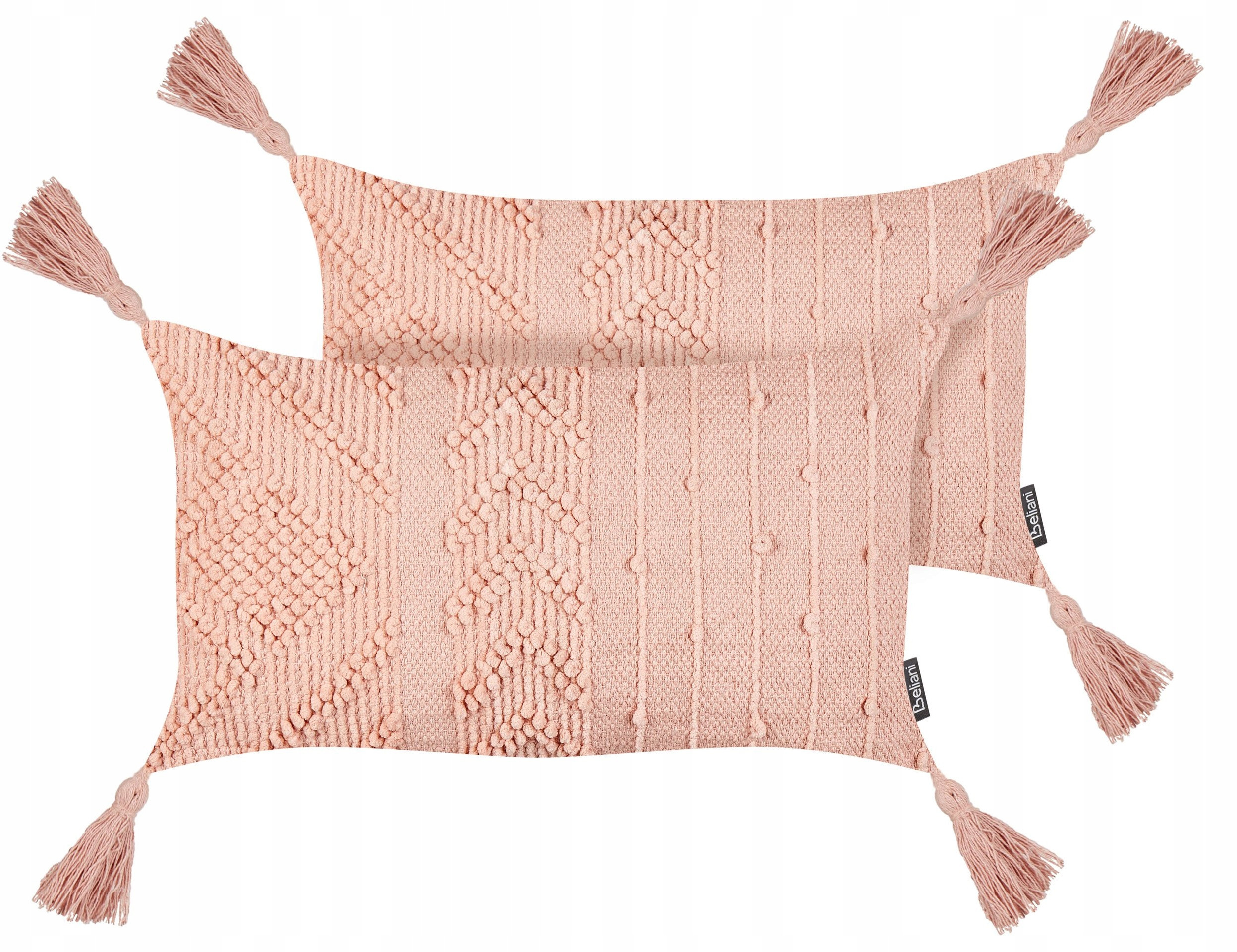 Zestaw 2 poduszek dekoracyjnych VALVARIA Bawełna 30 x 50 cm Brzoskwiniowy – Stylowy akcent do Twojego wnętrza