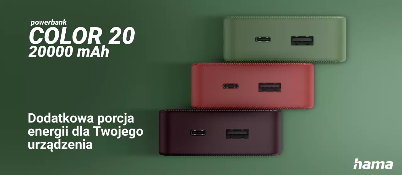 Power pack Hama Color 20 20000 mAh zielony – kolorowy powerbank o dużej mocy