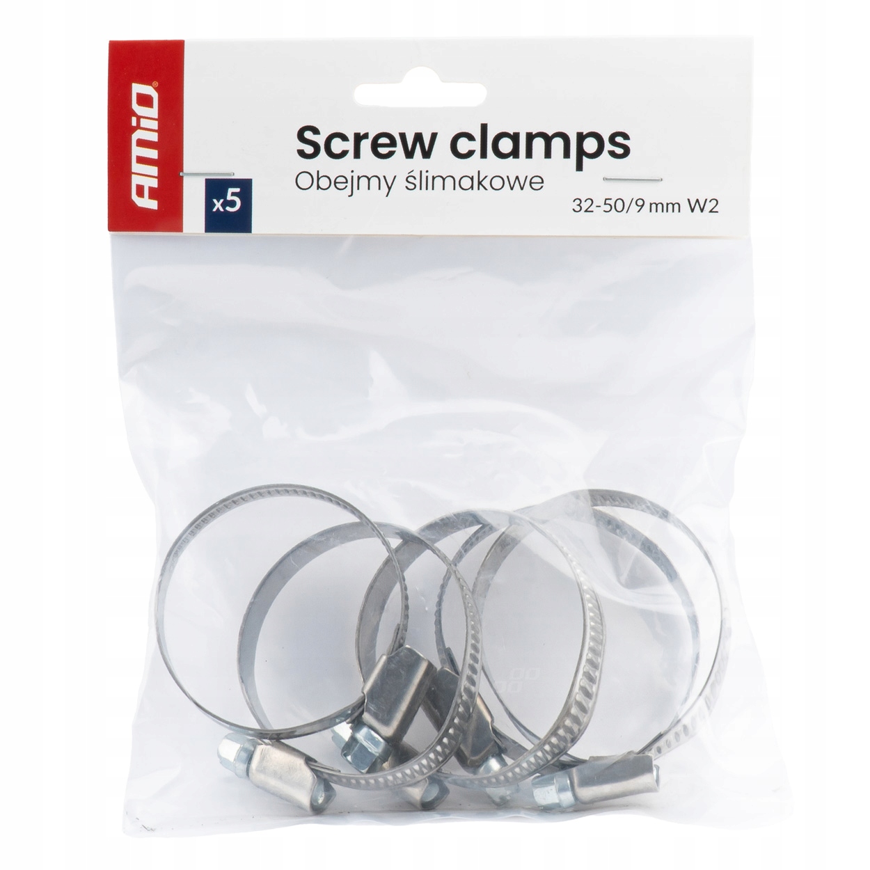 Obejma ślimakowa 5 szt. 32-50mm/9mm W2 AMIO-04587 – Solidne mocowanie dla Twoich instalacji