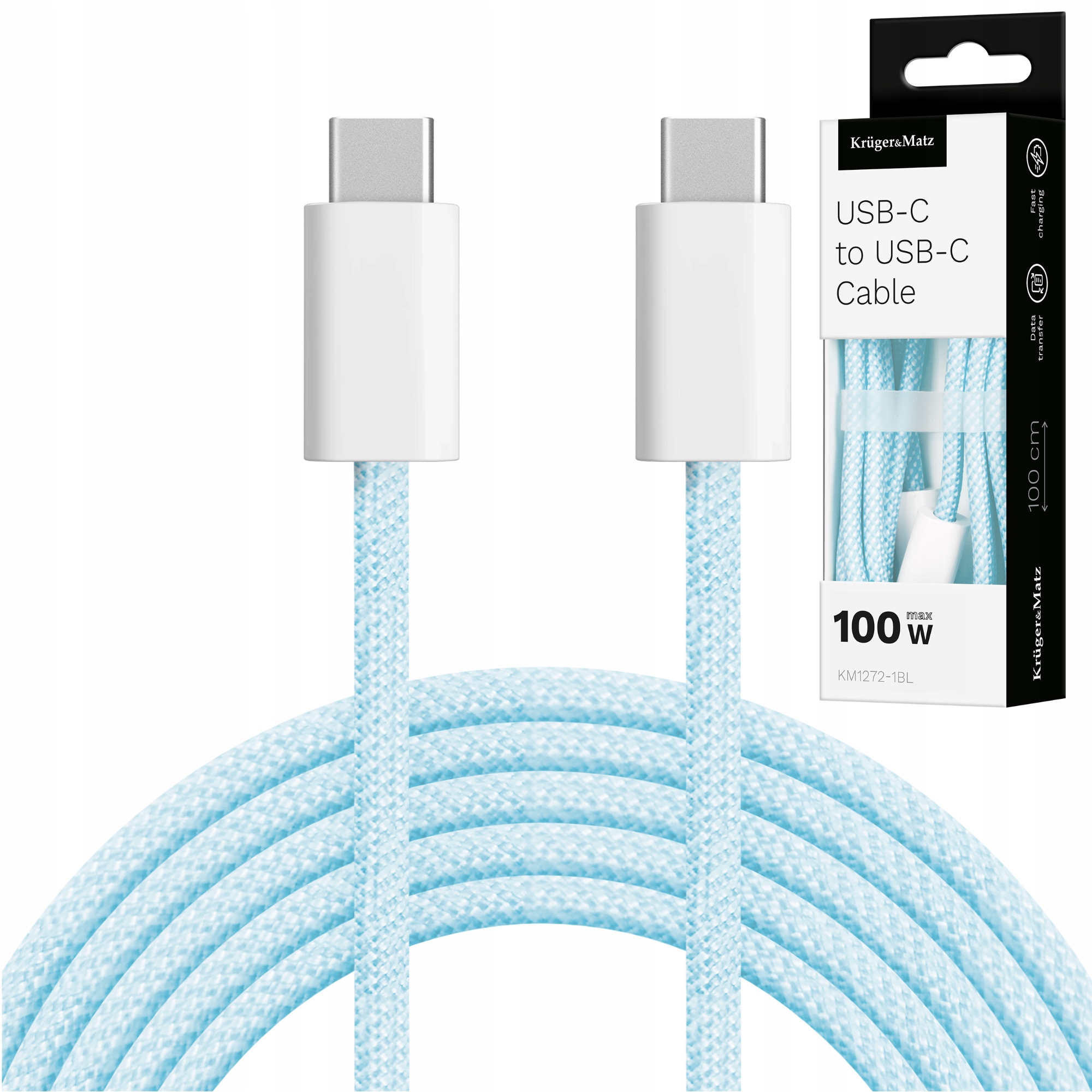 Kabel USB typu C - USB typu C 100 W 1 m niebieski Kruger&Matz Basic – Wydajność i styl