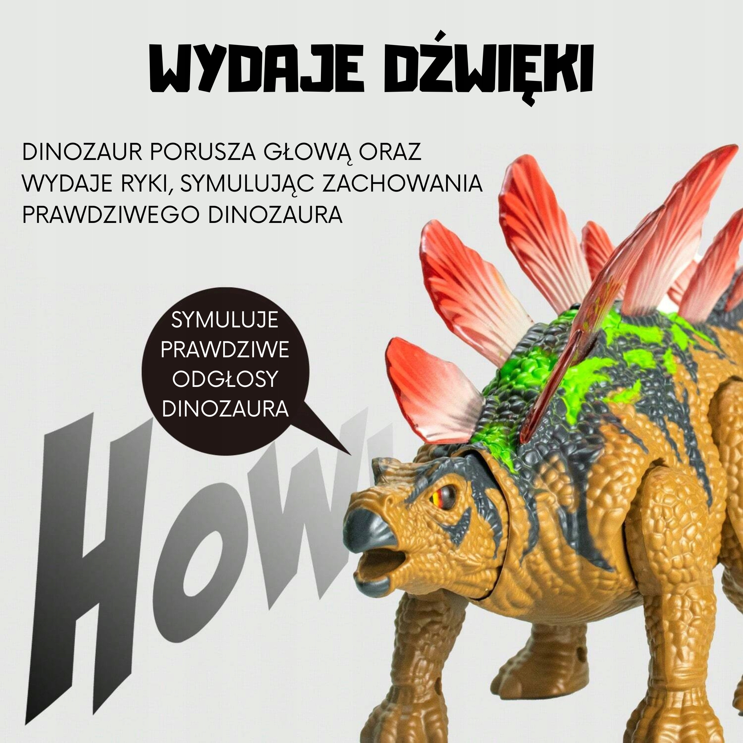 Realistyczne ruchy i dźwięki dinozaura