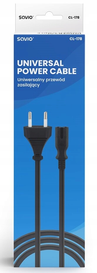 SAVIO CL-178 Kabel zasilający 2pin, 5m – Idealne rozwiązanie dla Twojego sprzętu audio i wideo
