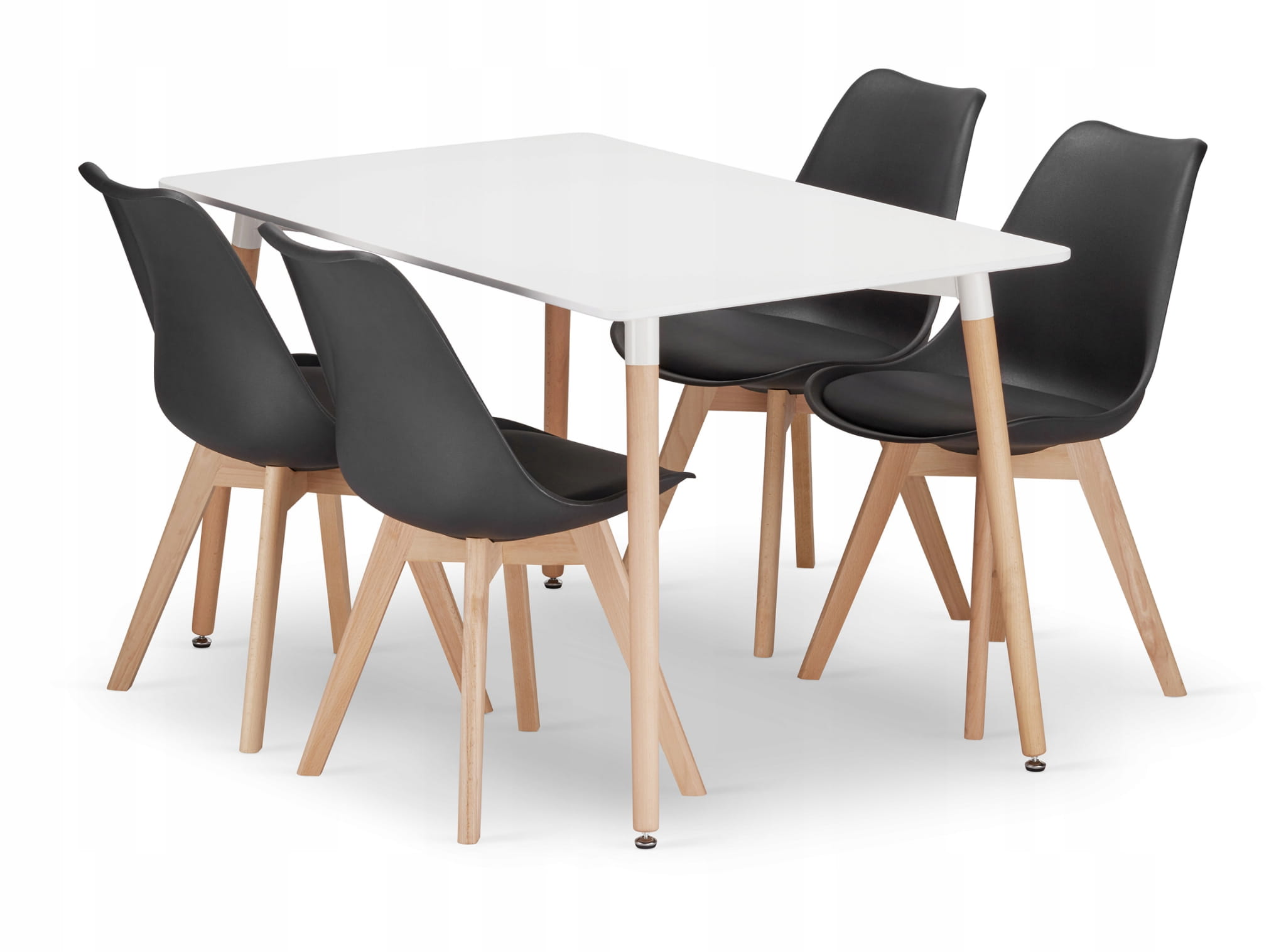 Zestaw stół prostokątny ADRIA 120x80 biały + 4 krzesła MARK czarne – Idealne do Twojego wnętrza
