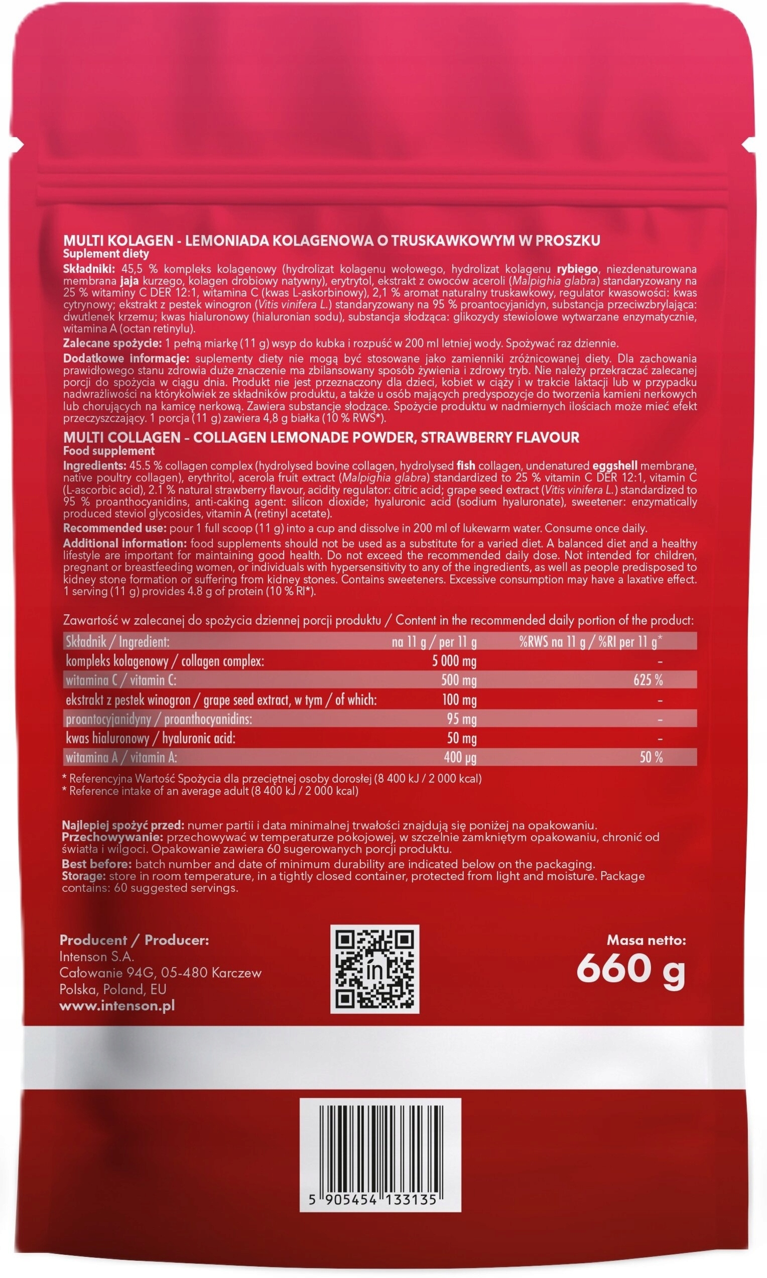 Wartości odżywcze i skład – Co znajdziesz w INTENSON Multi Kolagenie