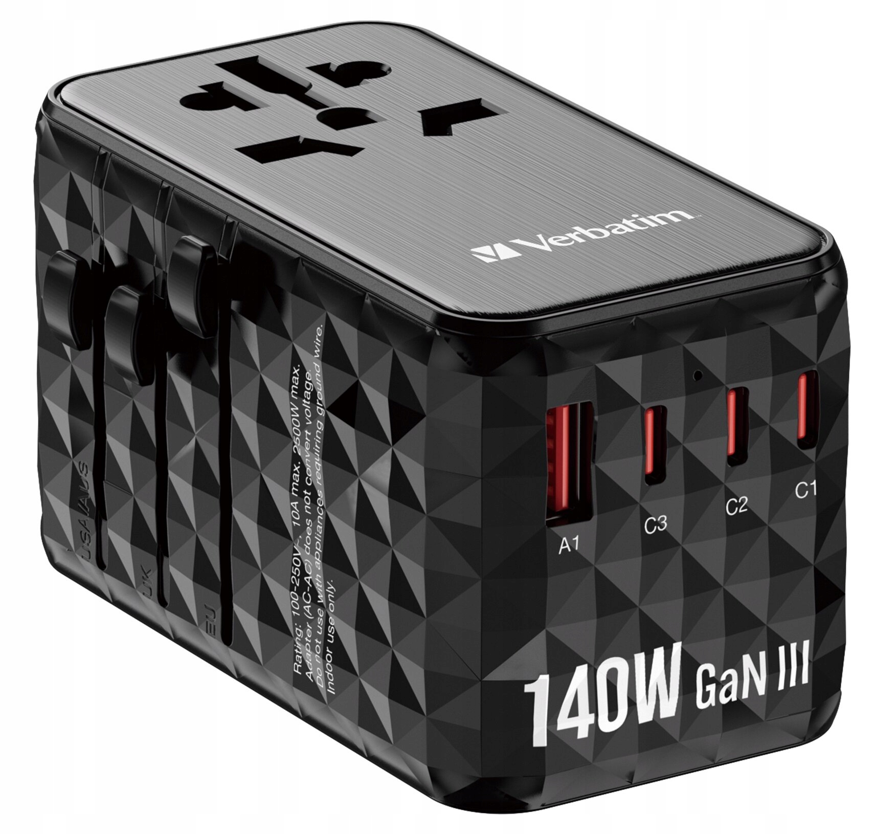 Adapter podróżny Verbatim UTA-10 GaN USB-A/3xUSB-C PD 140W – Twoje źródło energii w podróży
