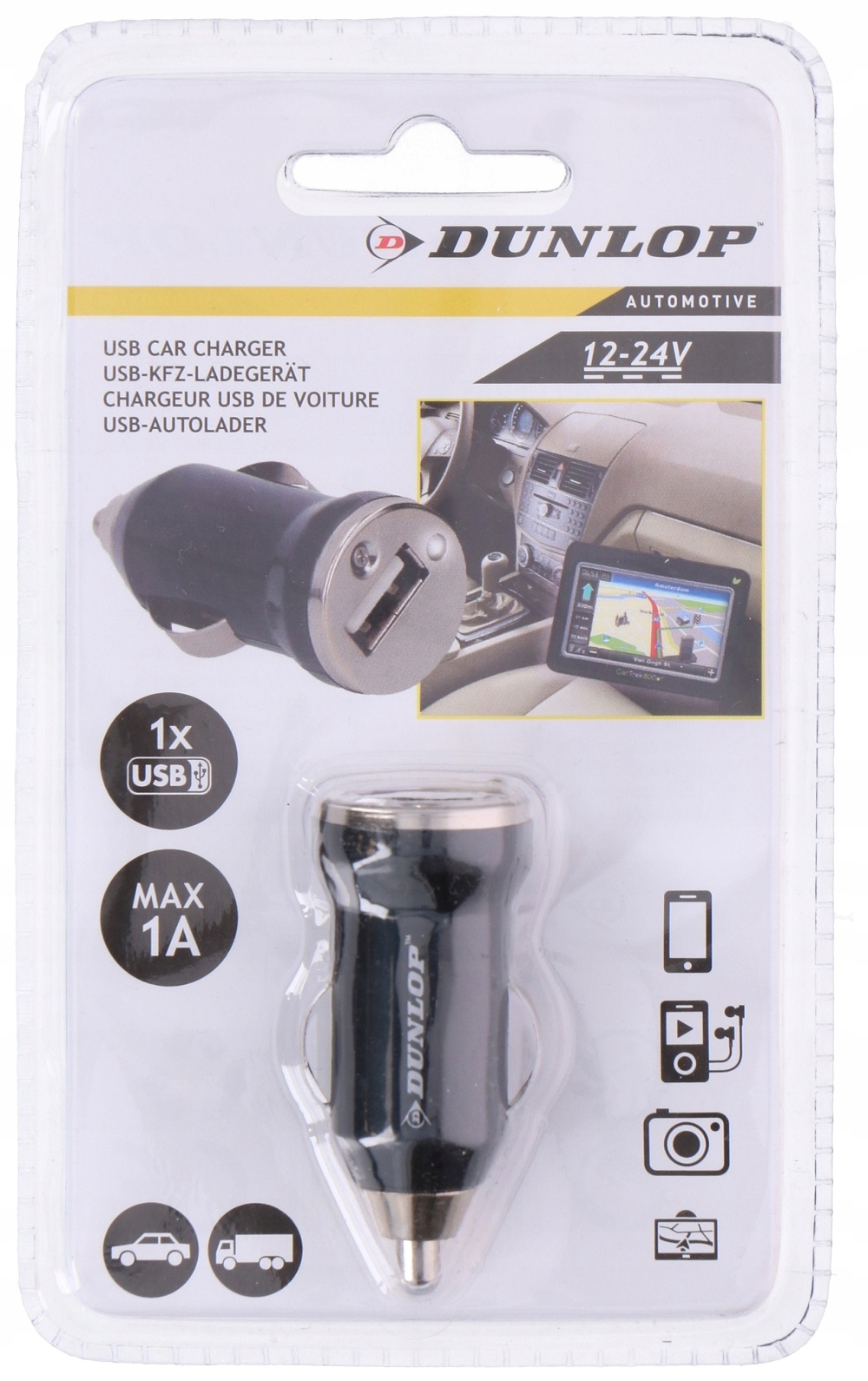Mini ładowarka samochodowa USB DUNLOP 12-24V – Ładowanie w podróży