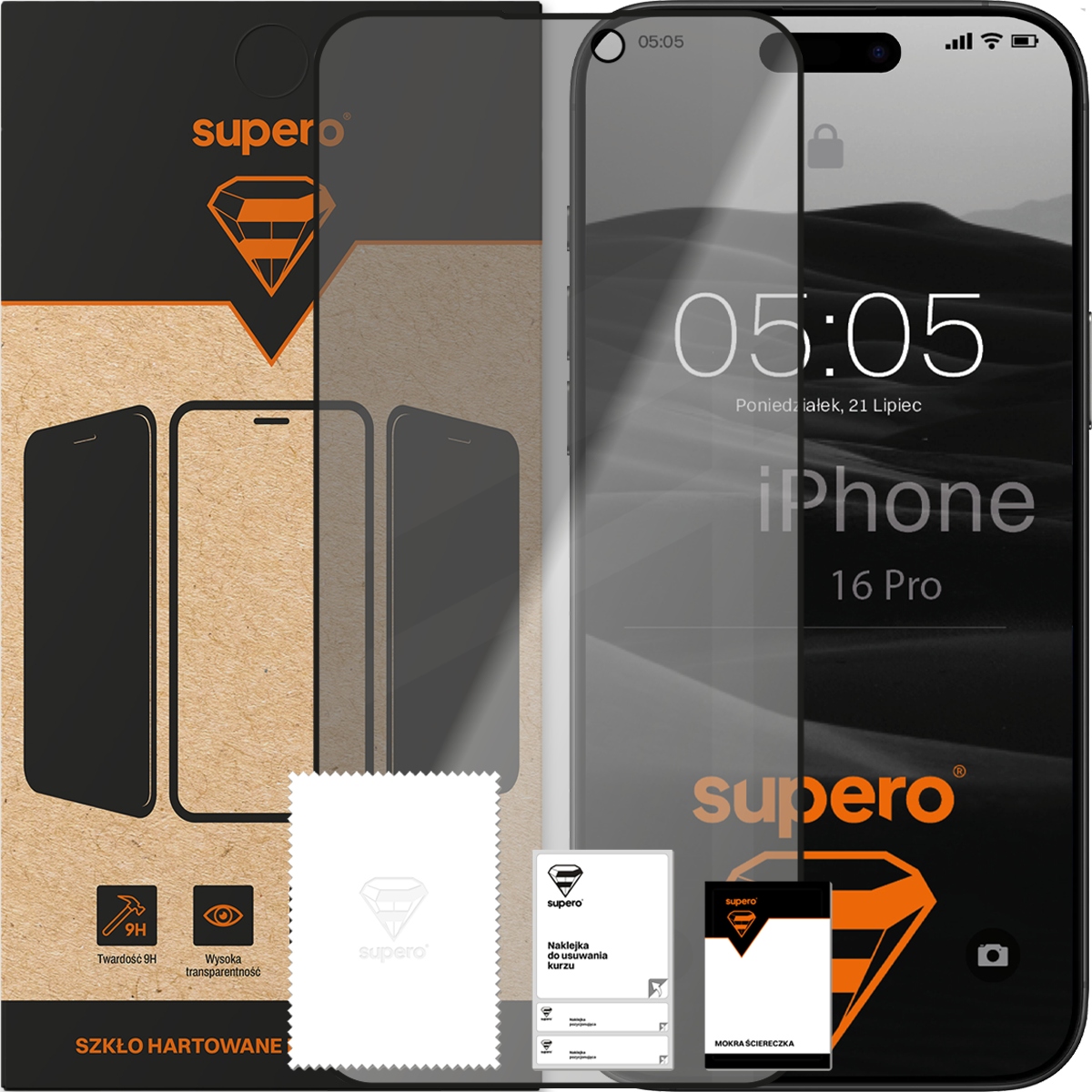 Szkło hartowane do iPhone 16 Pro, prywatyzujące Supero – Ochrona i prywatność w jednym