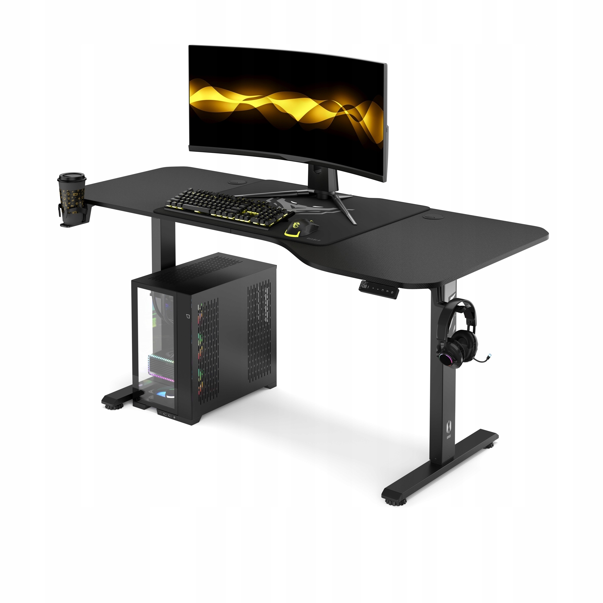 Biurko z regulacją wysokości DIABLO X-TENSIO 1600 czarne – Komfort i ergonomia w pracy