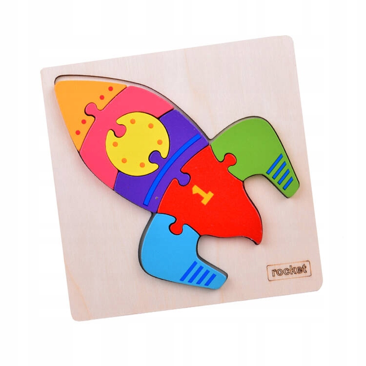 Rakieta Puzzle drewniane – Edukacyjna układanka dla dziecka ZA5370