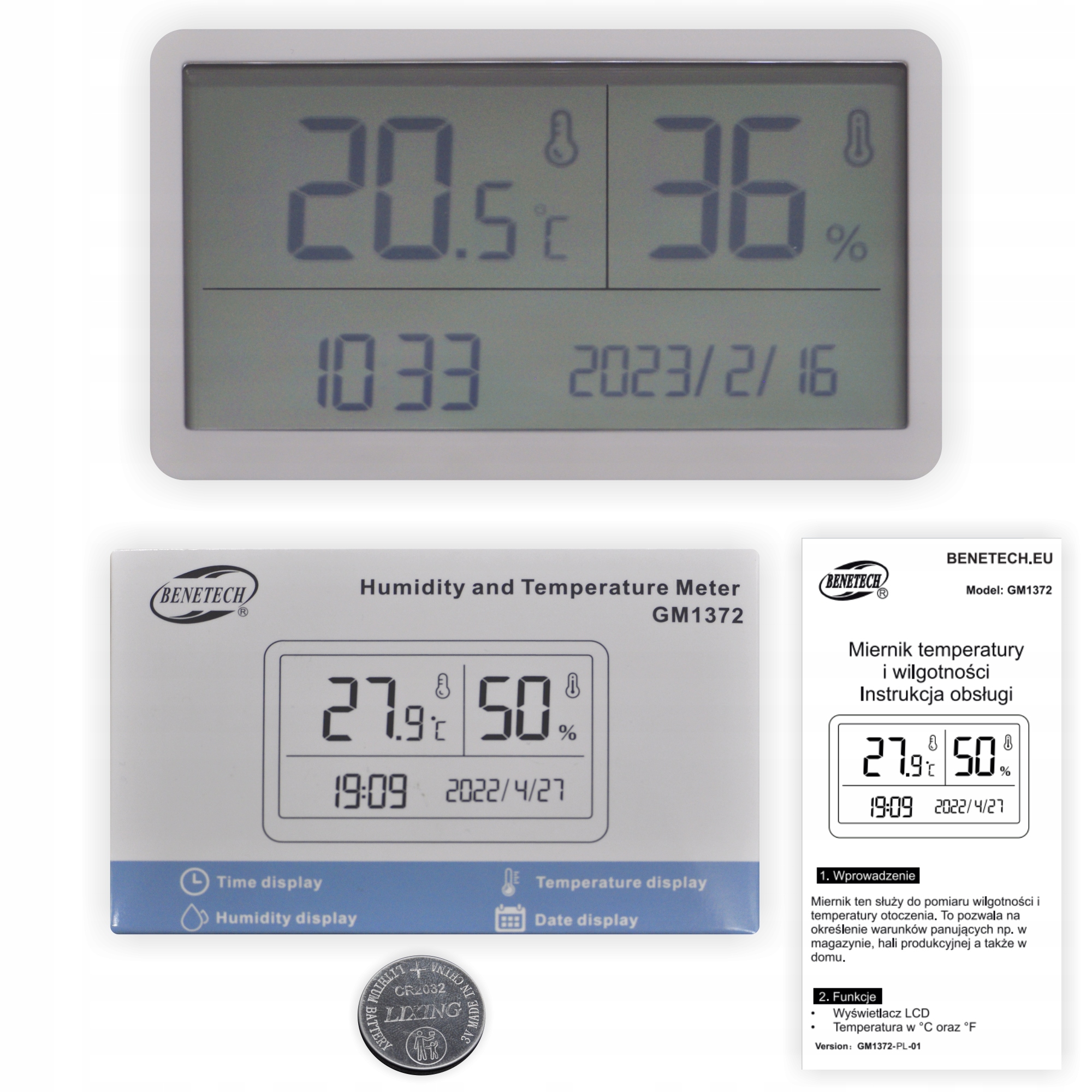 Zakres pomiaru temperatury od -9,9°C do 60°C