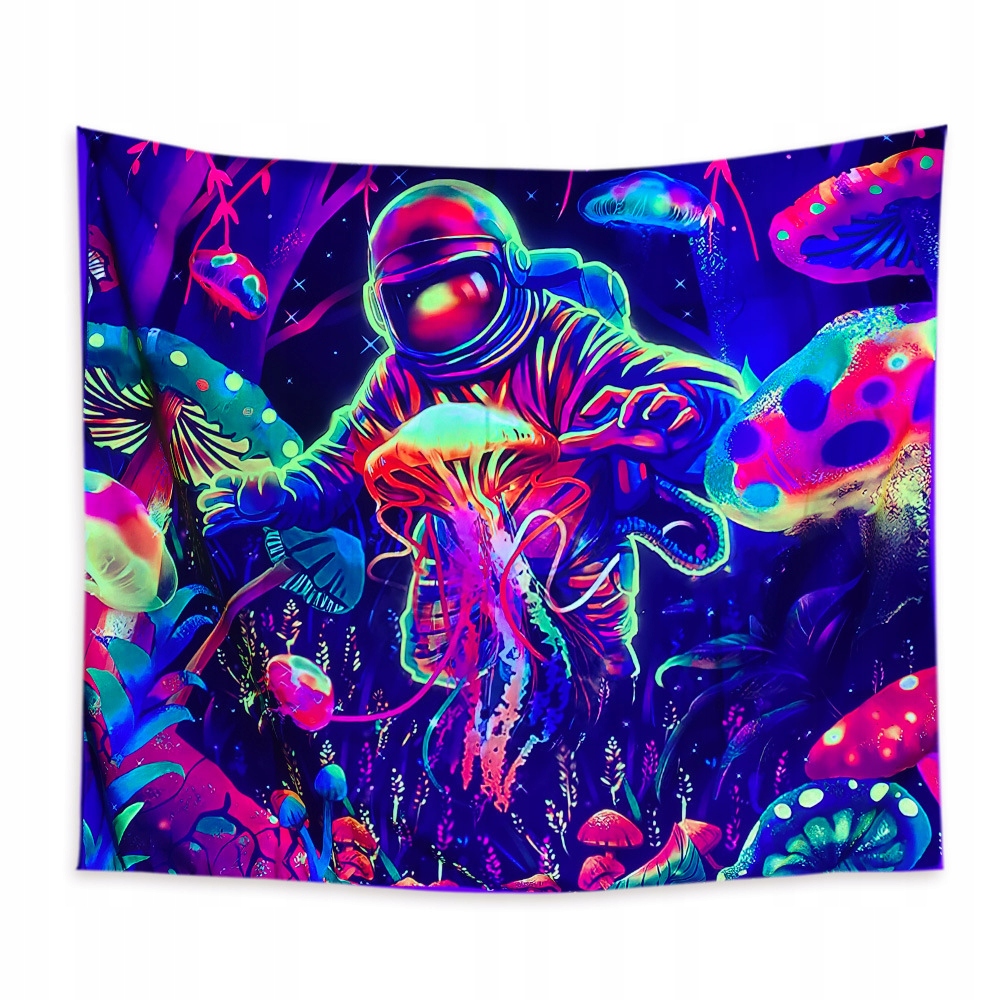 Dekoracja ŚCIENNA UV OBRAZ Fluorescencyjny GOBELIN ODBLASK 150cm Astronauta – Wyjątkowy element dekoracyjny