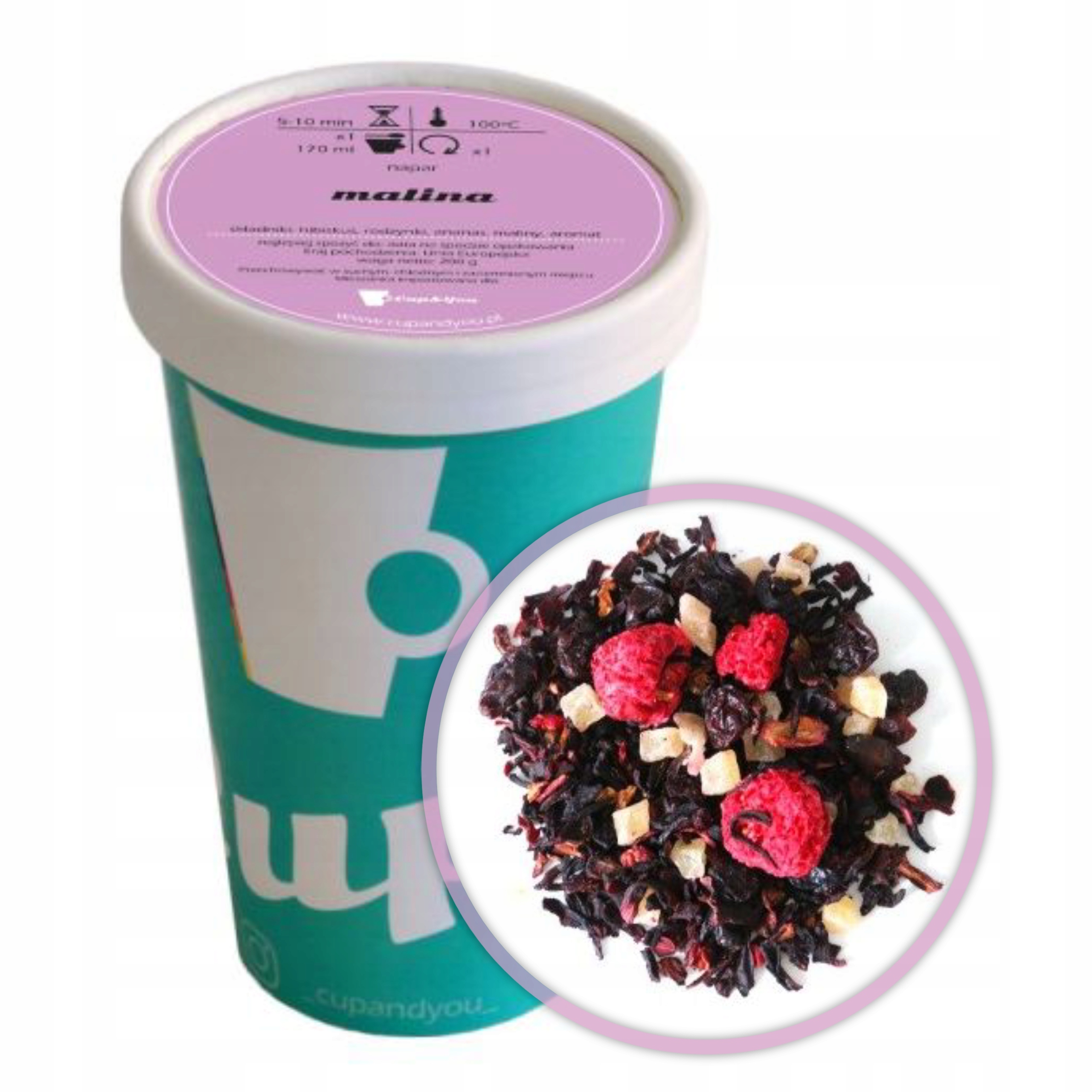 Sypana herbata owocowa MALINA hibiskus ananas rodzynki 200g – Doskonały wybór dla miłośników owocowych naparów