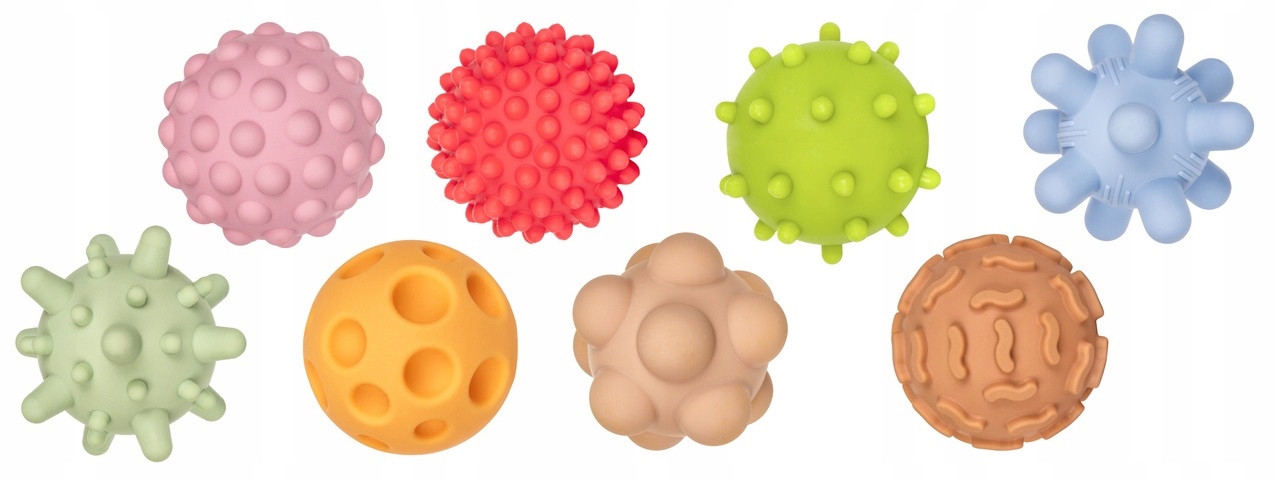 Tullo Piłeczki Sensoryczne Sensorki – Zestaw 8 sztuk bez dziurek