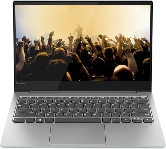 Shot from the front of the  Yoga S730, showing the vibrant  13.3â€ FHD display