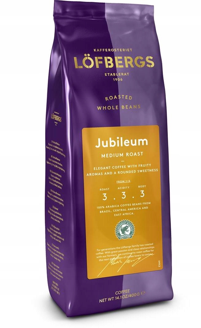 Kawa ziarnista Löfbergs Jubileum Medium Roast 400 g – Doskonały wybór dla koneserów