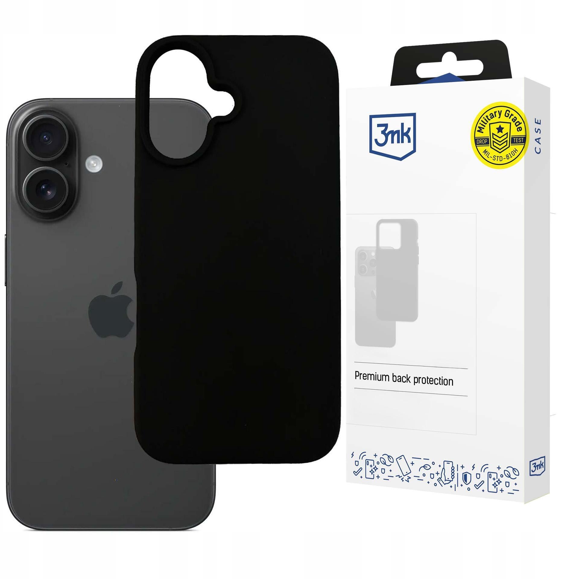 Apple iPhone 16 Plus - 3mk Hardy Mellow Case Black – Elegancka ochrona dla Twojego smartfona